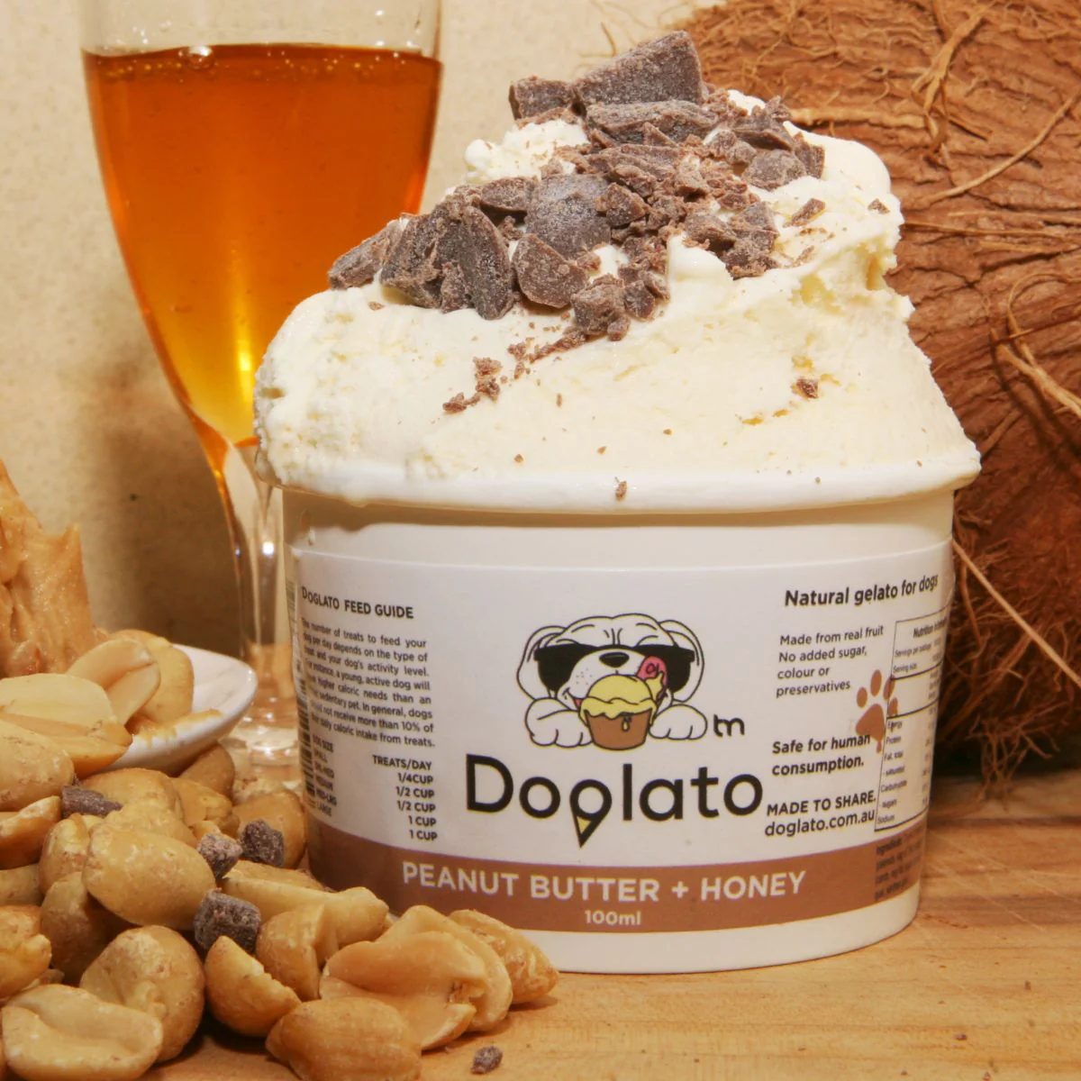 Doglato Peanut Butter Honey Frozen Dog Treat 100ml - Image 3