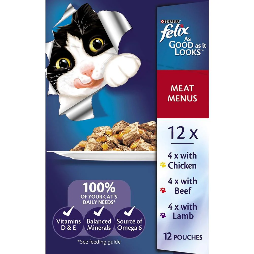 Felix As Good As It Looks Meat Menu Wet Cat Food 12X85G - Image 2