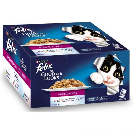 Felix As Good As It Looks Mixed Selection Wet Cat Food 36X85G