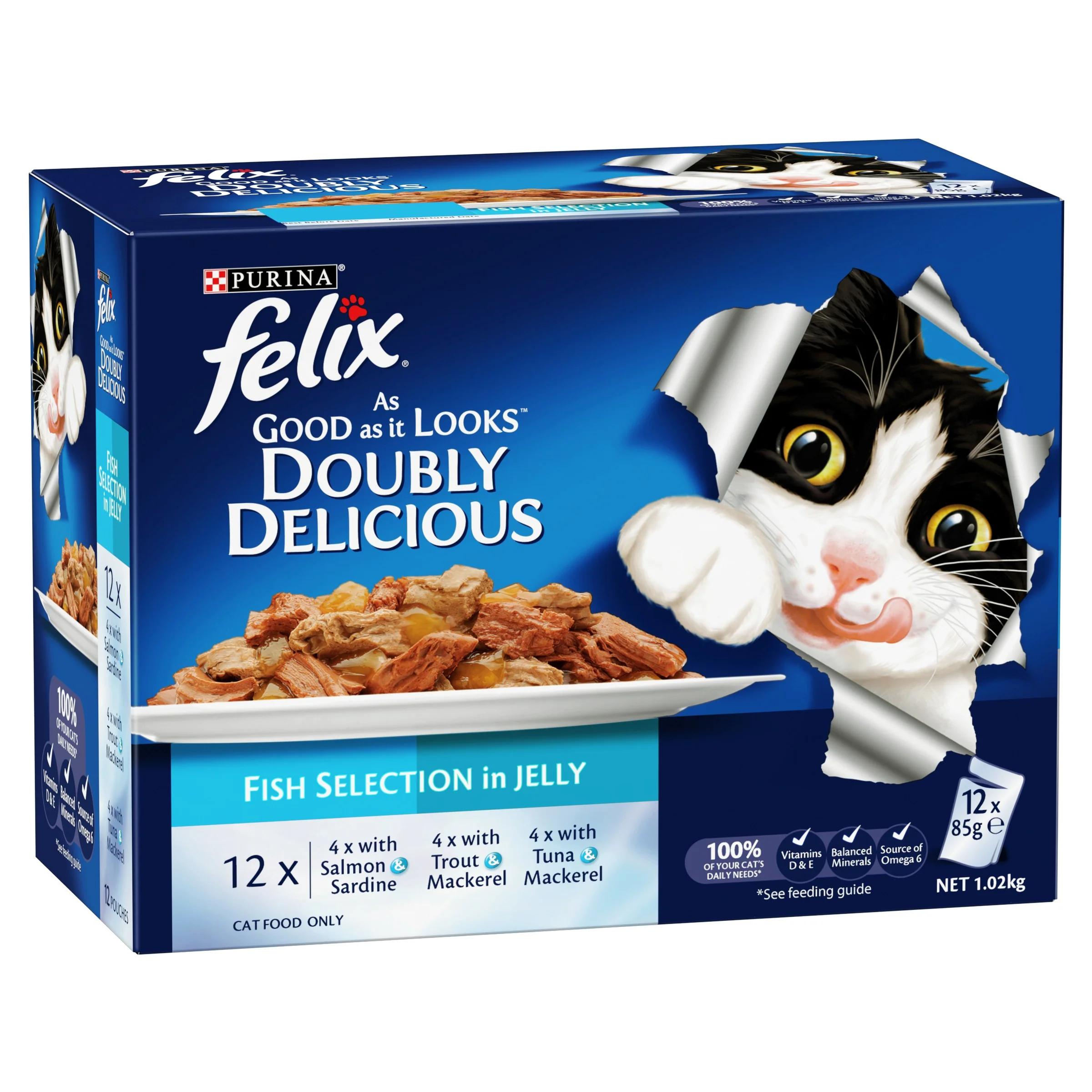 Felix Doubly Delicious Fish Wet Cat Food 12X85G
