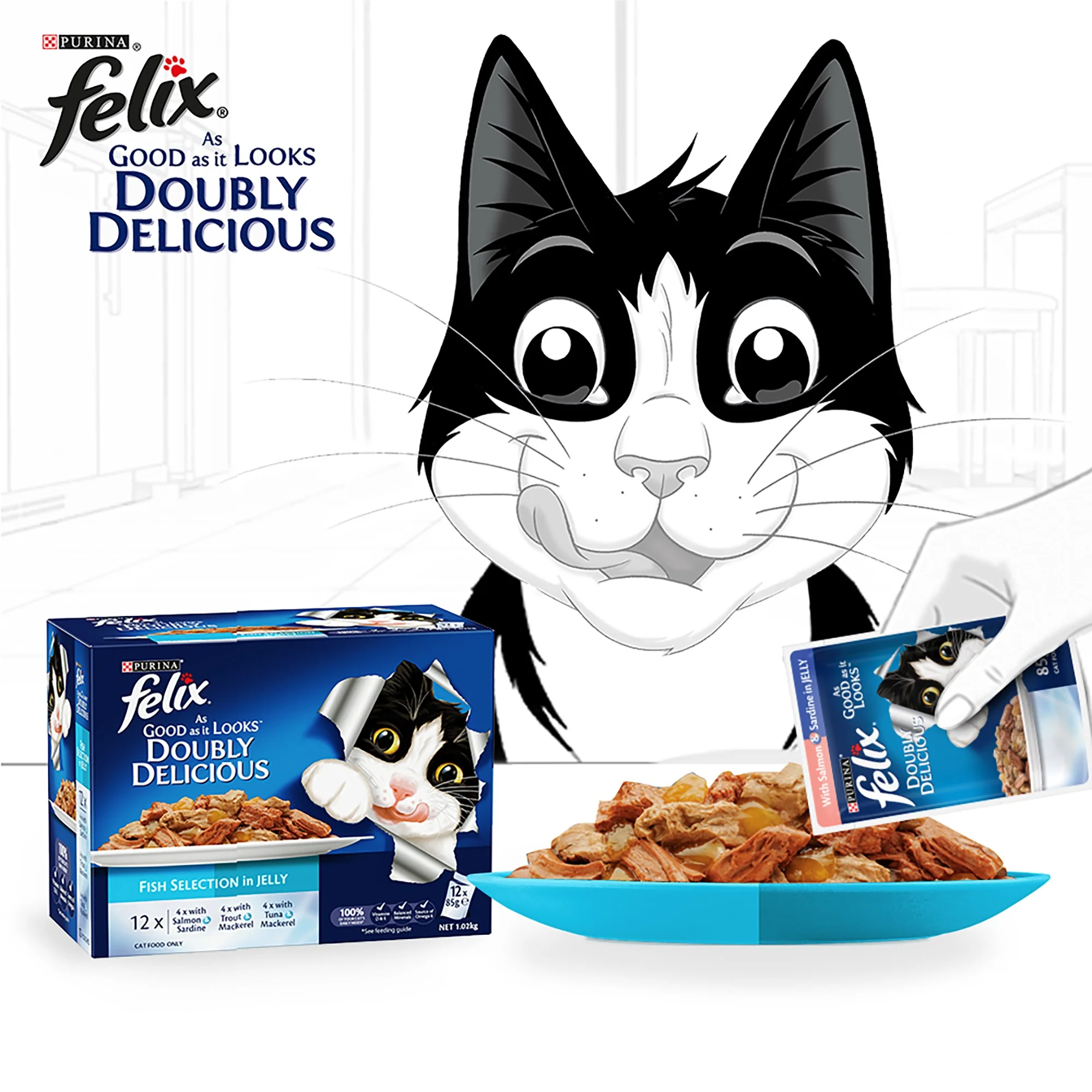 Felix Doubly Delicious Fish Wet Cat Food 12X85G - Image 6