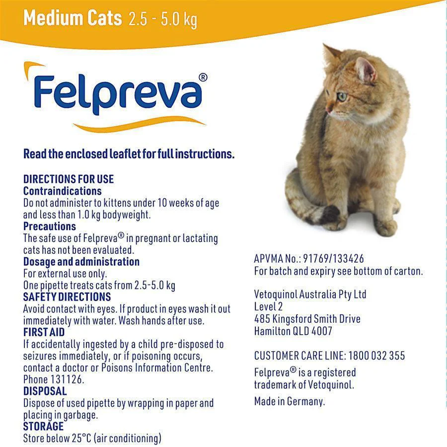 Felpreva Spot On Solution For Medium Cats 2.5-5kg - Image 5