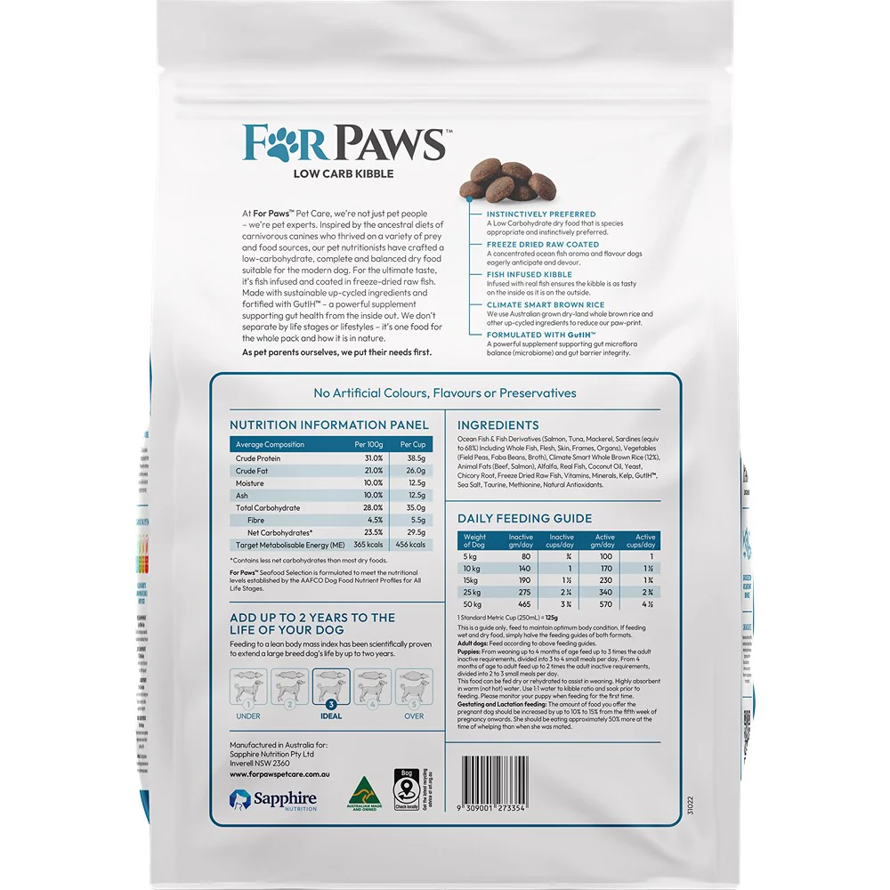 For Paws Low Carb Ocean Fish Blend & Climate Smart Rice Dry Dog Food - Image 3