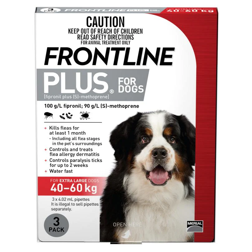 Frontline Plus Extra Large Breed 40-60kg Flea & Tick Spot-On Dog Treatment