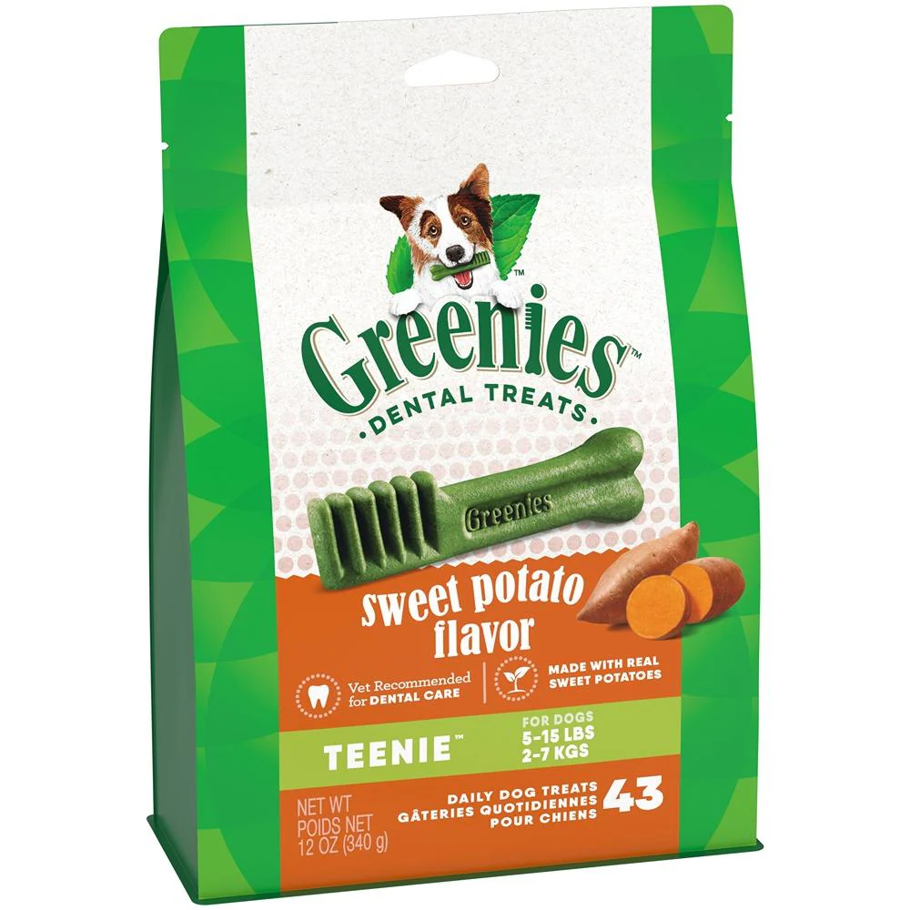 Greenies Canine Dental Dog Treat Sweet Potato Flavored Teenie 340g