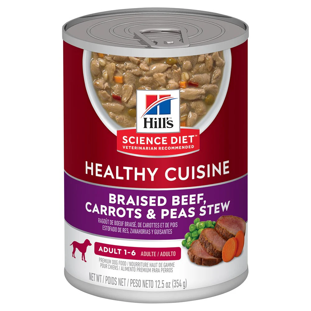 Hills Science Diet Adult Healthy Cuisine Beef Carrots & Peas Stew Wet Dog Food Can - Image 8