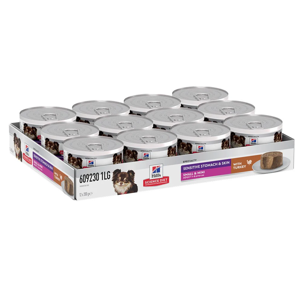 Hill's Science Diet Adult Sensitive Stomach & Skin Small & Mini with Turkey Canned Wet Dog Food - Image 2