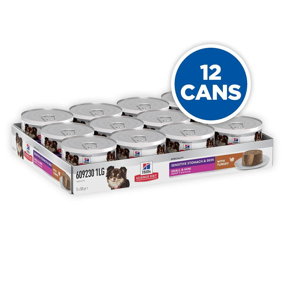 Hill's Science Diet Adult Sensitive Stomach & Skin Small & Mini with Turkey Canned Wet Dog Food - Image 4