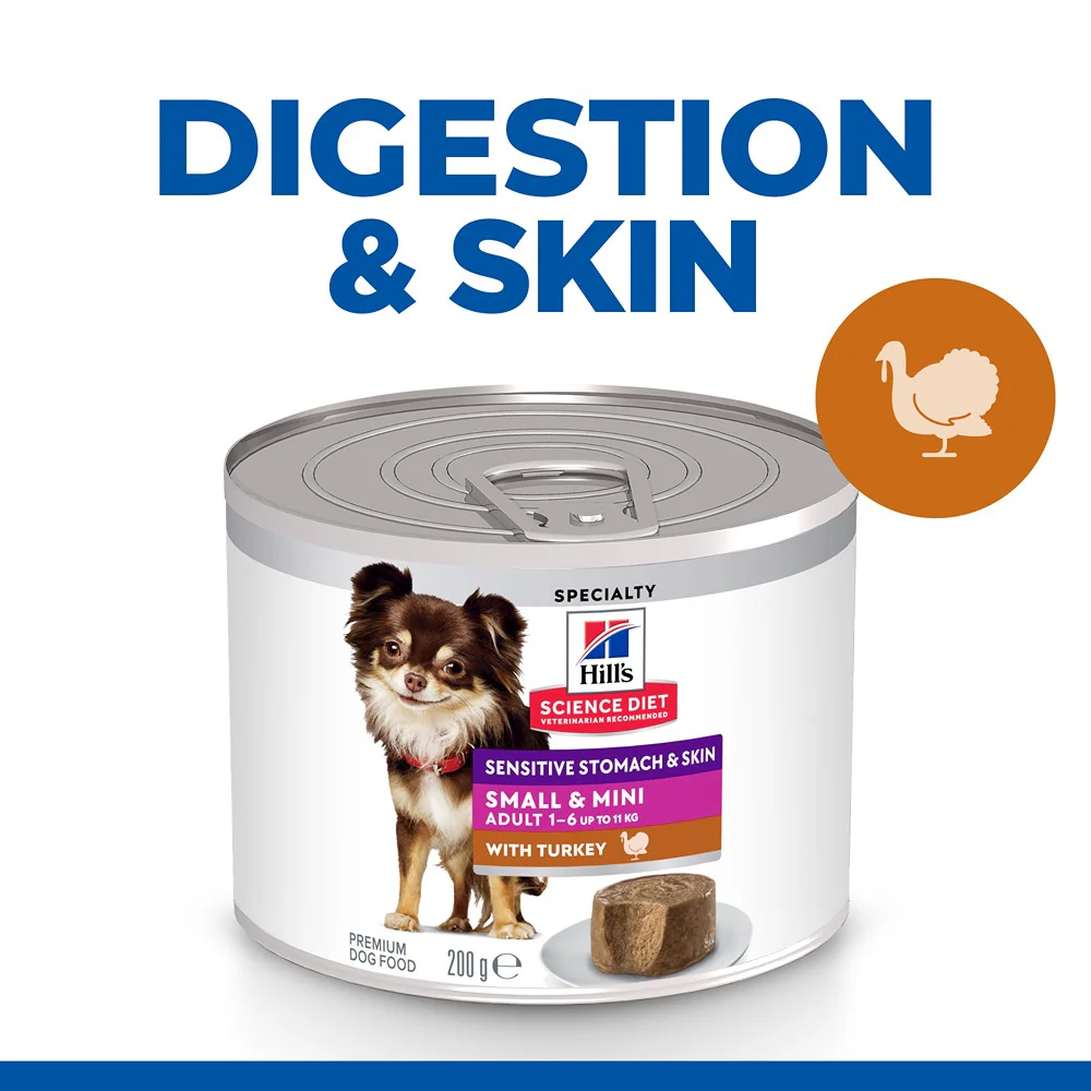 Hill's Science Diet Adult Sensitive Stomach & Skin Small & Mini with Turkey Canned Wet Dog Food - Image 5
