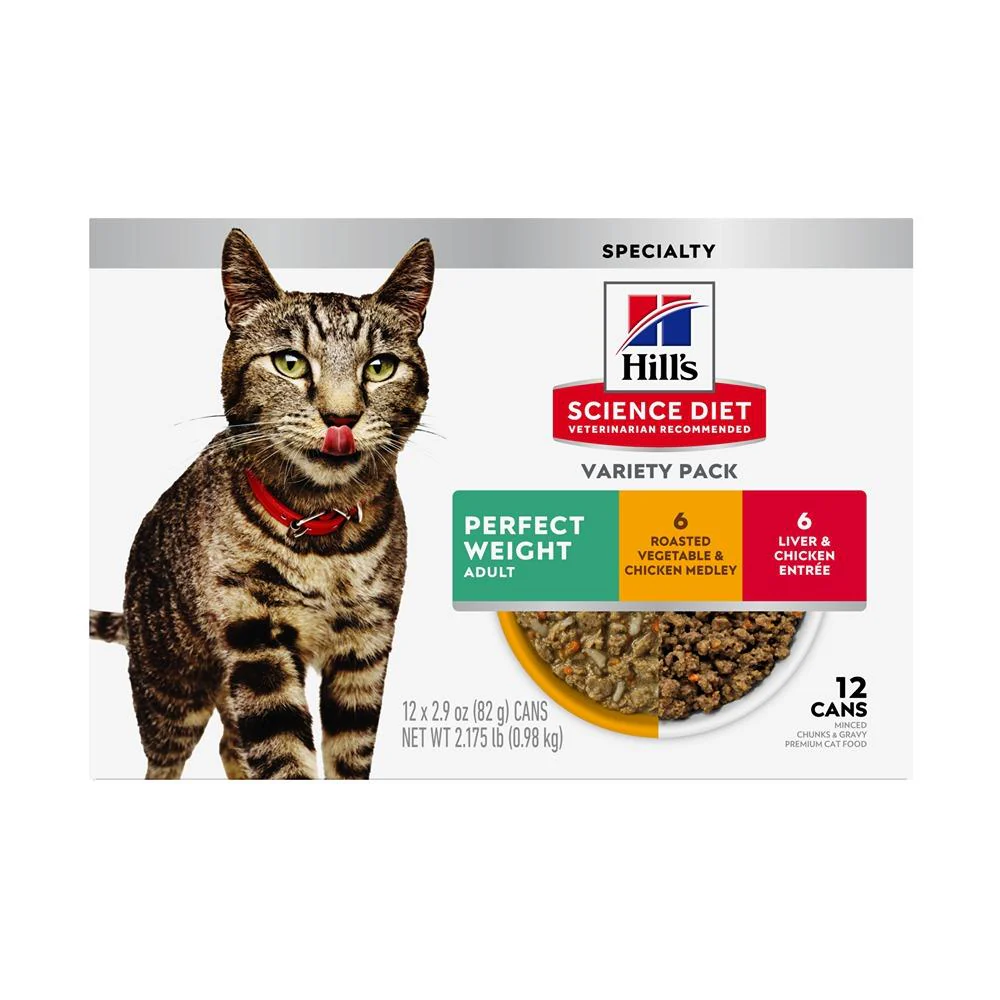 Hill's Science Diet Perfect Weight Variety Pack Canned Wet Cat Food 12x82g - Image 2