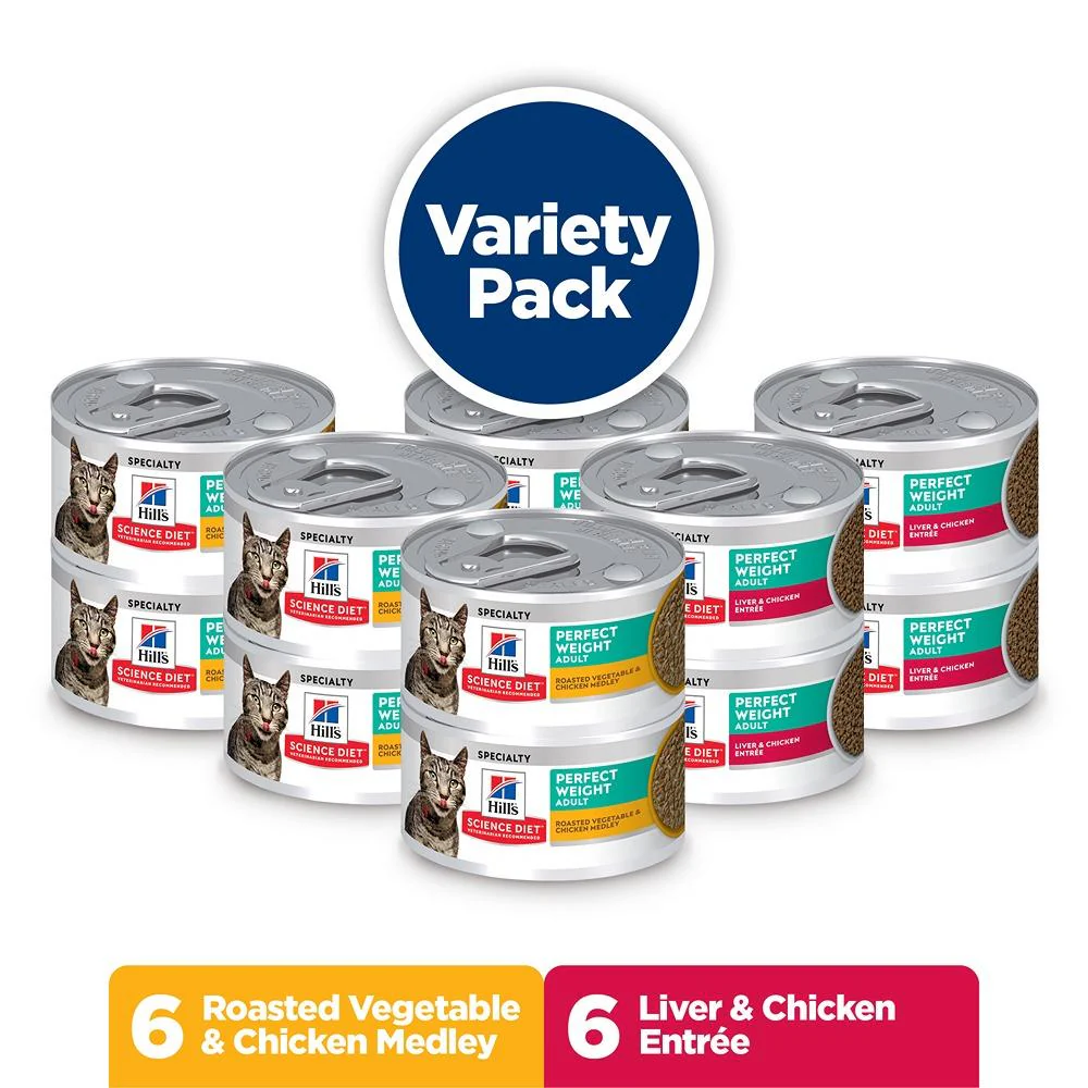 Hill's Science Diet Perfect Weight Variety Pack Canned Wet Cat Food 12x82g - Image 4