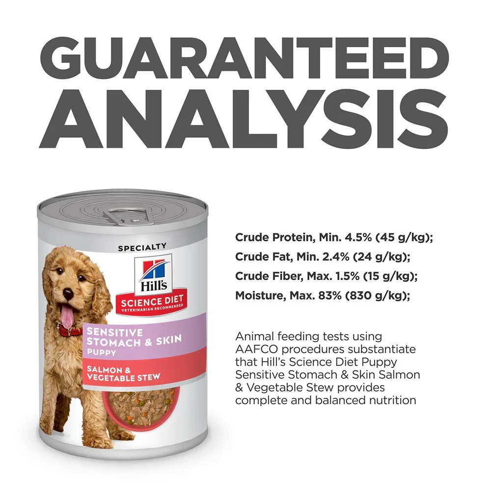 Hill's Science Diet Puppy Sensitive & Skin Salmon & Veg Stew Wet Dog Food - Image 15