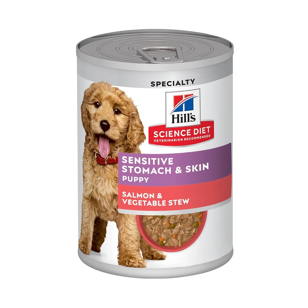 Hill's Science Diet Puppy Sensitive & Skin Salmon & Veg Stew Wet Dog Food - Image 2