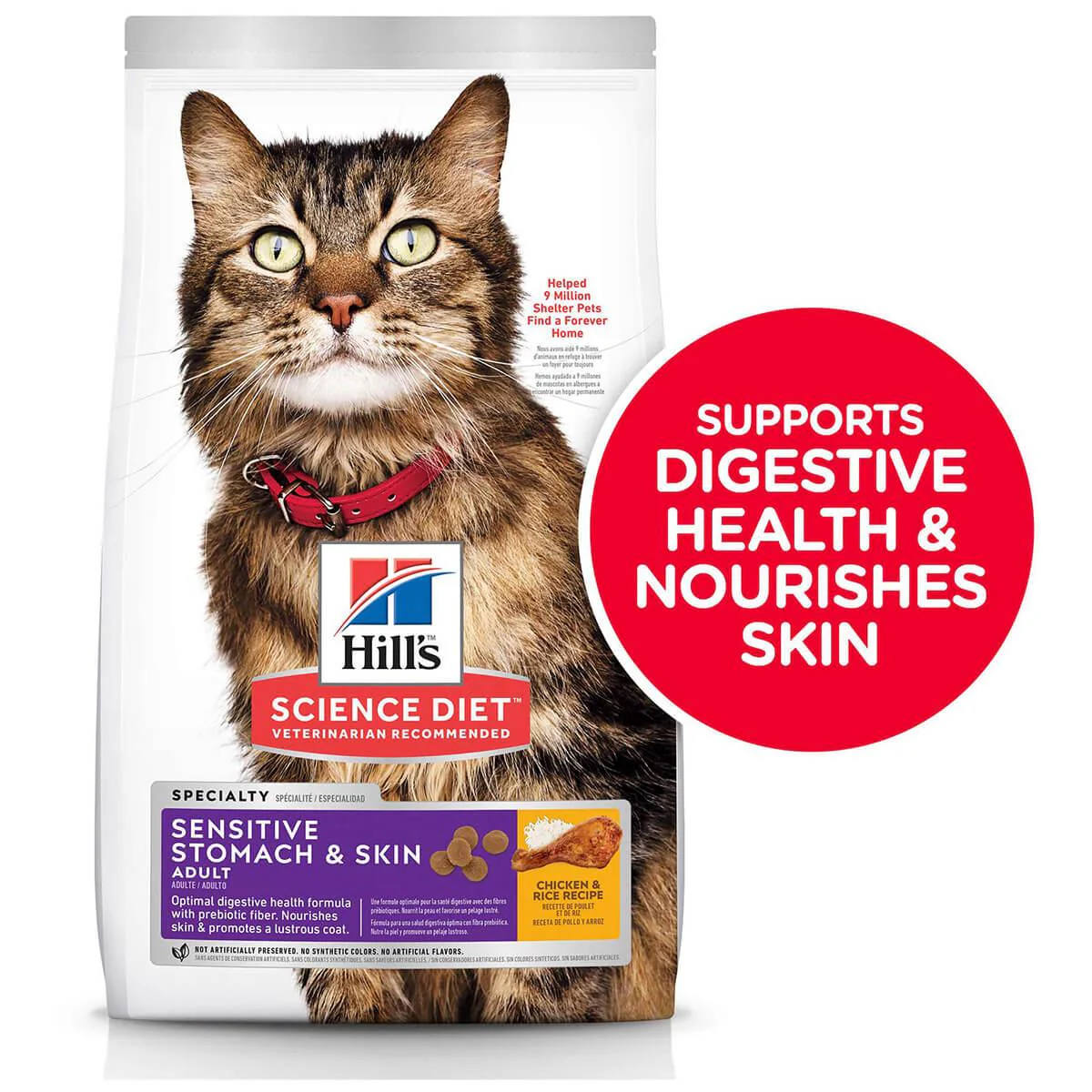 Hill's Science Diet Sensitive Stomach & Skin Adult Chicken Dry Cat Food - Image 39
