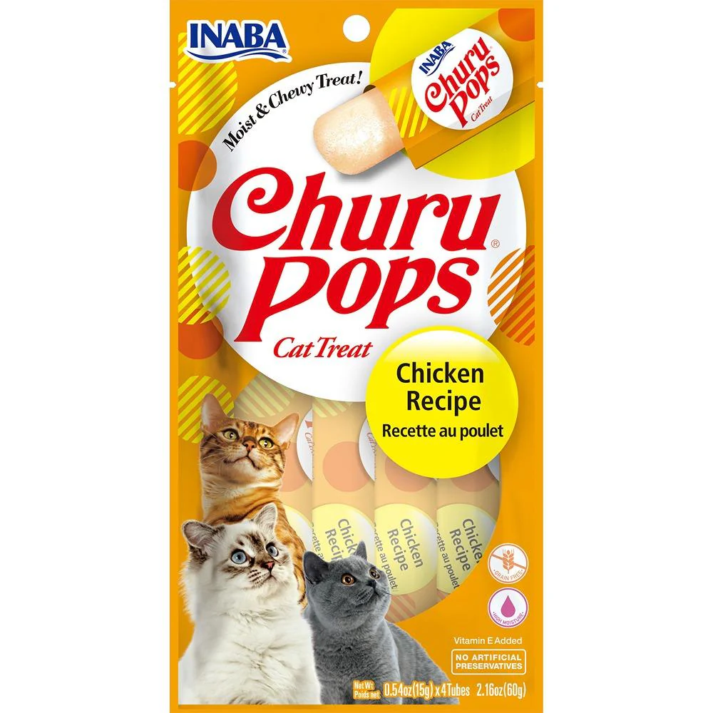 Inaba Churu Pops Chicken Recipe Cat Treats 4pk