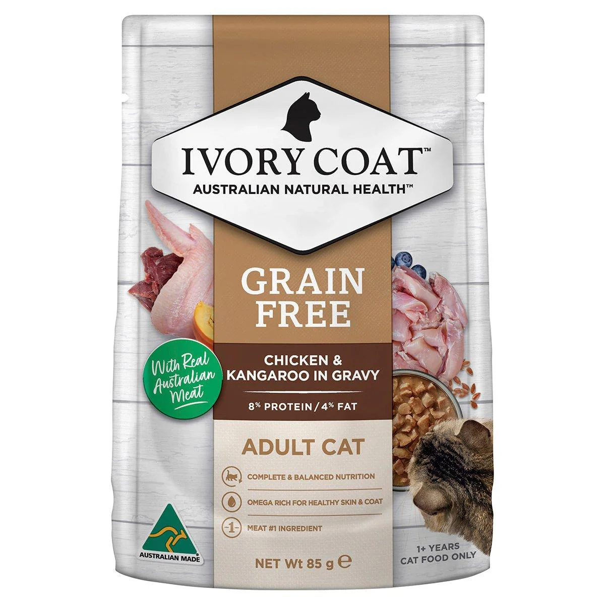 Ivory Coat Grain Free Adult Wet Cat Food Chicken & Kangaroo in Gravy - Image 6
