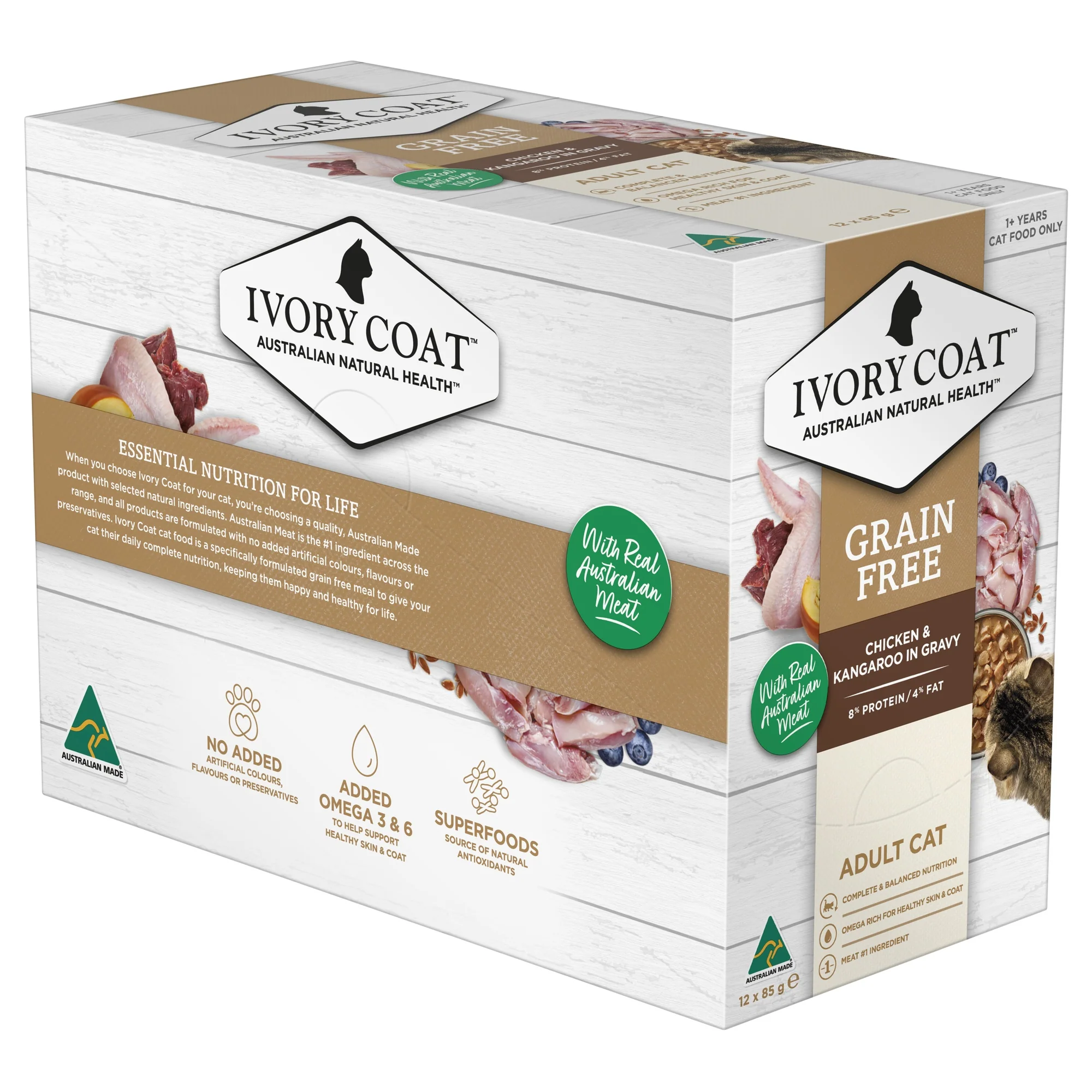 Ivory Coat Grain Free Adult Wet Cat Food Chicken & Kangaroo in Gravy - Image 8