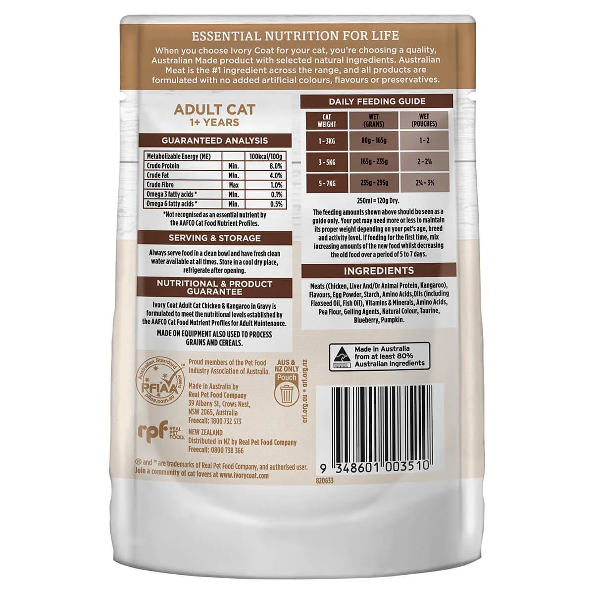 Ivory Coat Grain Free Adult Wet Cat Food Chicken & Kangaroo in Gravy - Image 9