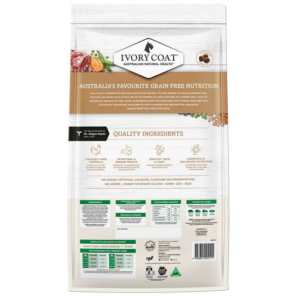 Ivory Coat Grain Free Large Breed Adult Lamb Dry Dog Food 13kg - Image 2