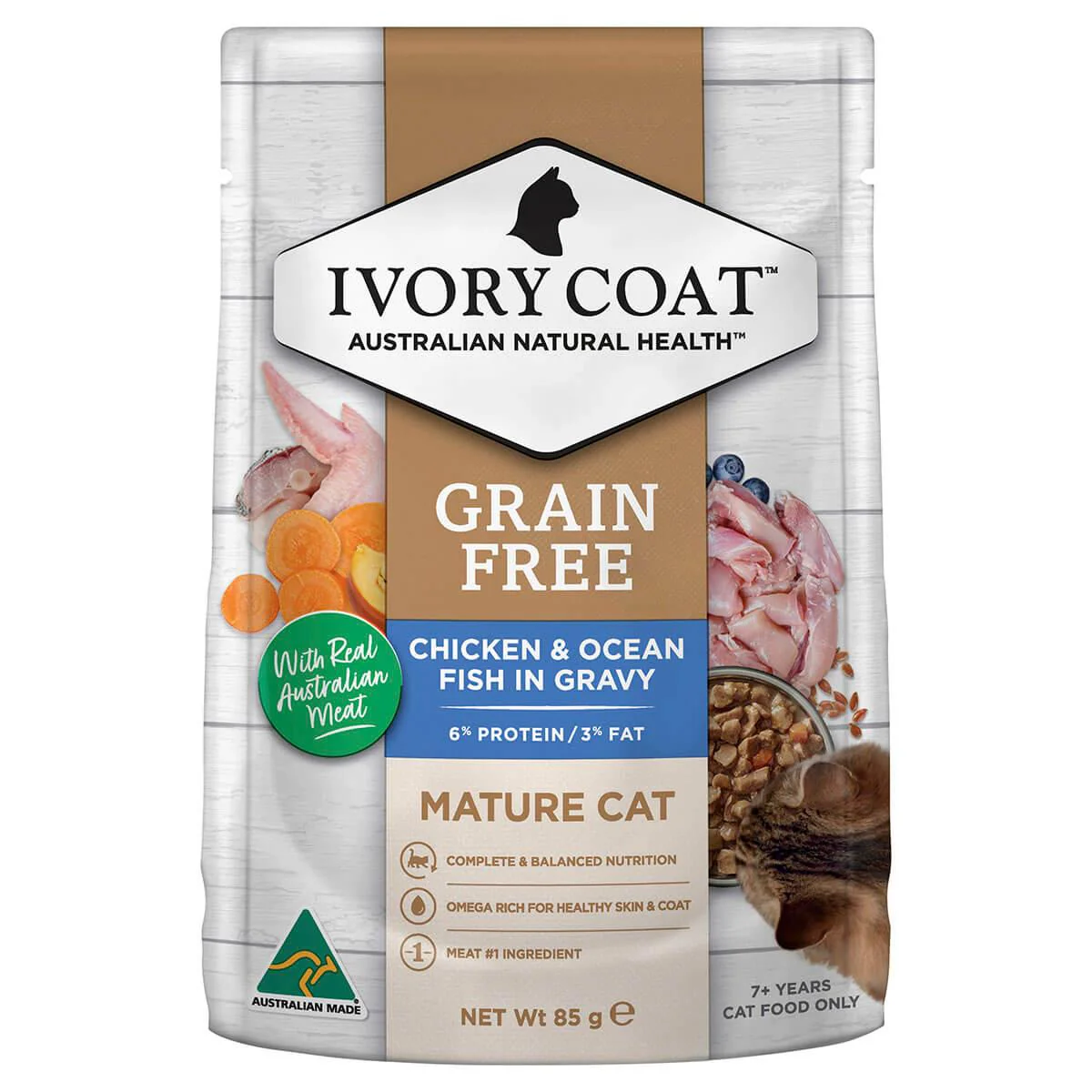 Ivory Coat Grain Free Mature Wet Cat Food Chicken & Ocean Fish in Gravy