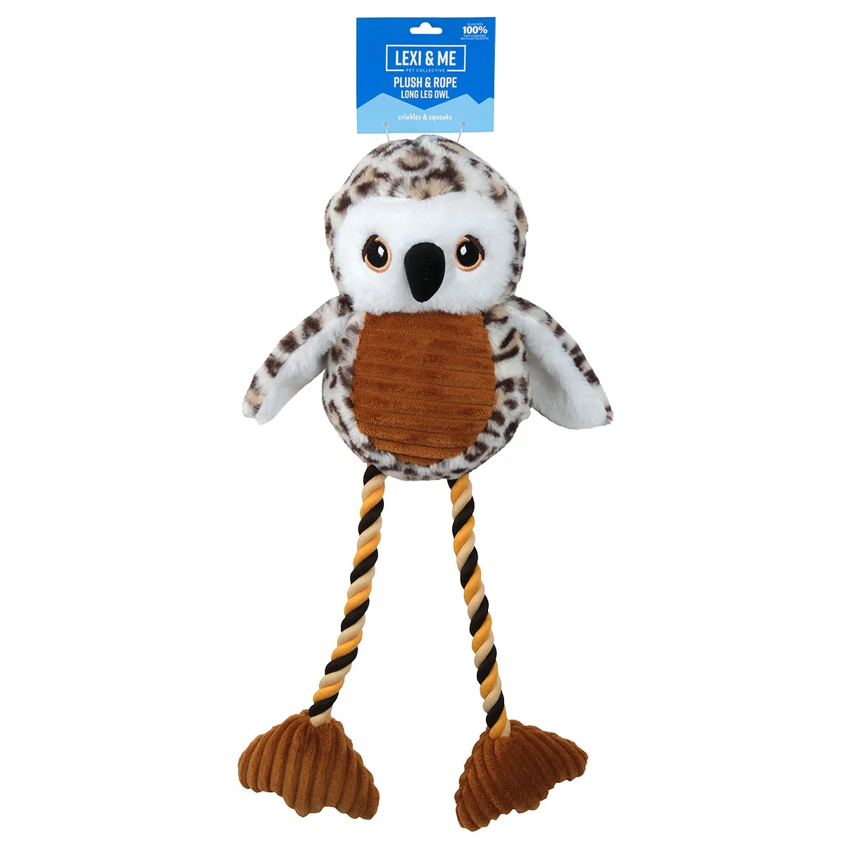 Lexi & Me Long Leg Owl Plush & Rope Dog Toy - Image 2