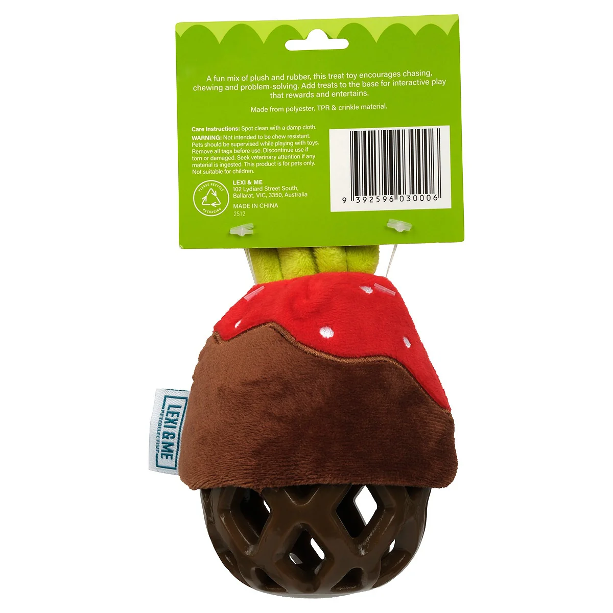 Lexi & Me Strawberry Plush & Rubber Dog Toy - Image 3