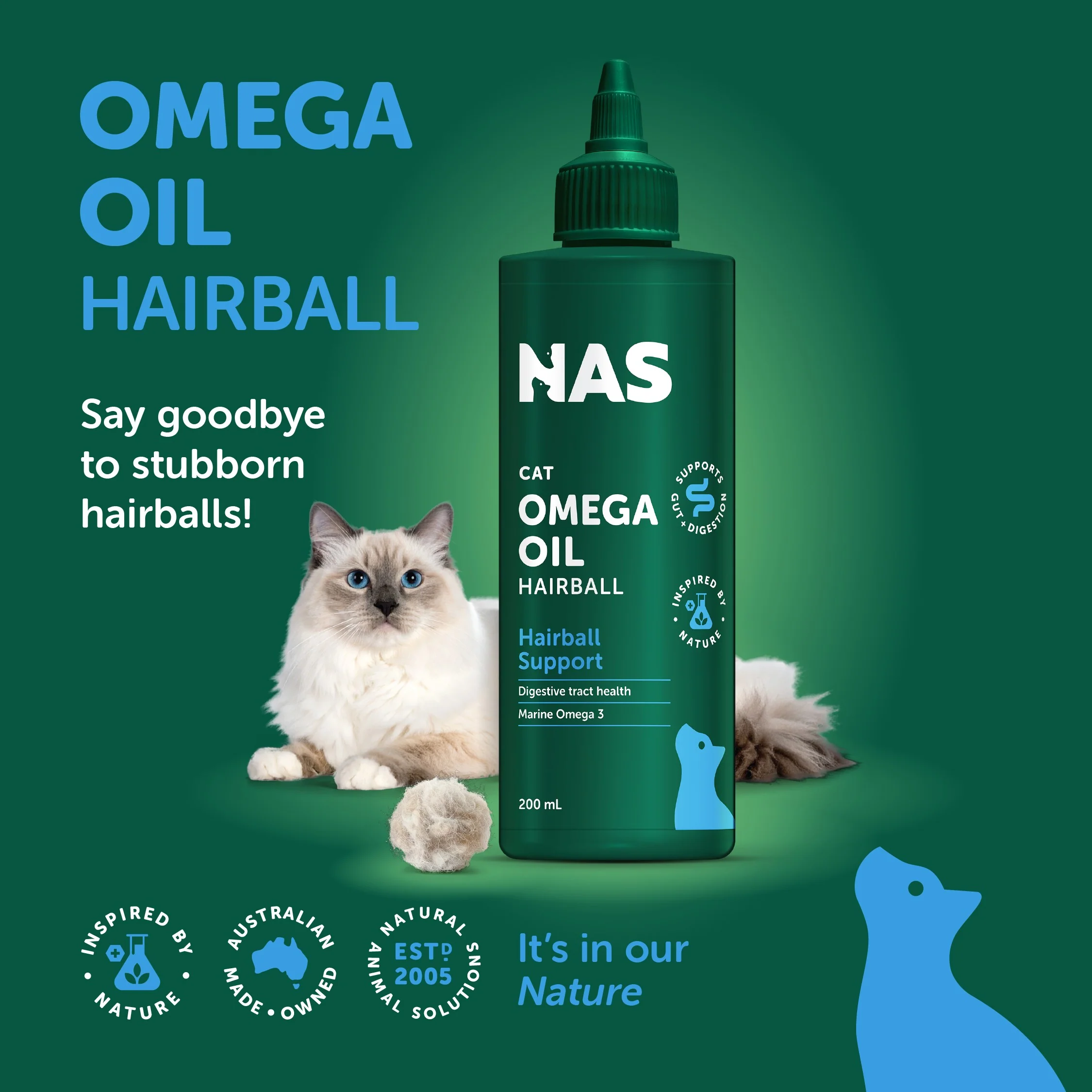 NAS Omega Oil Cat Hairball 200ml - Image 4