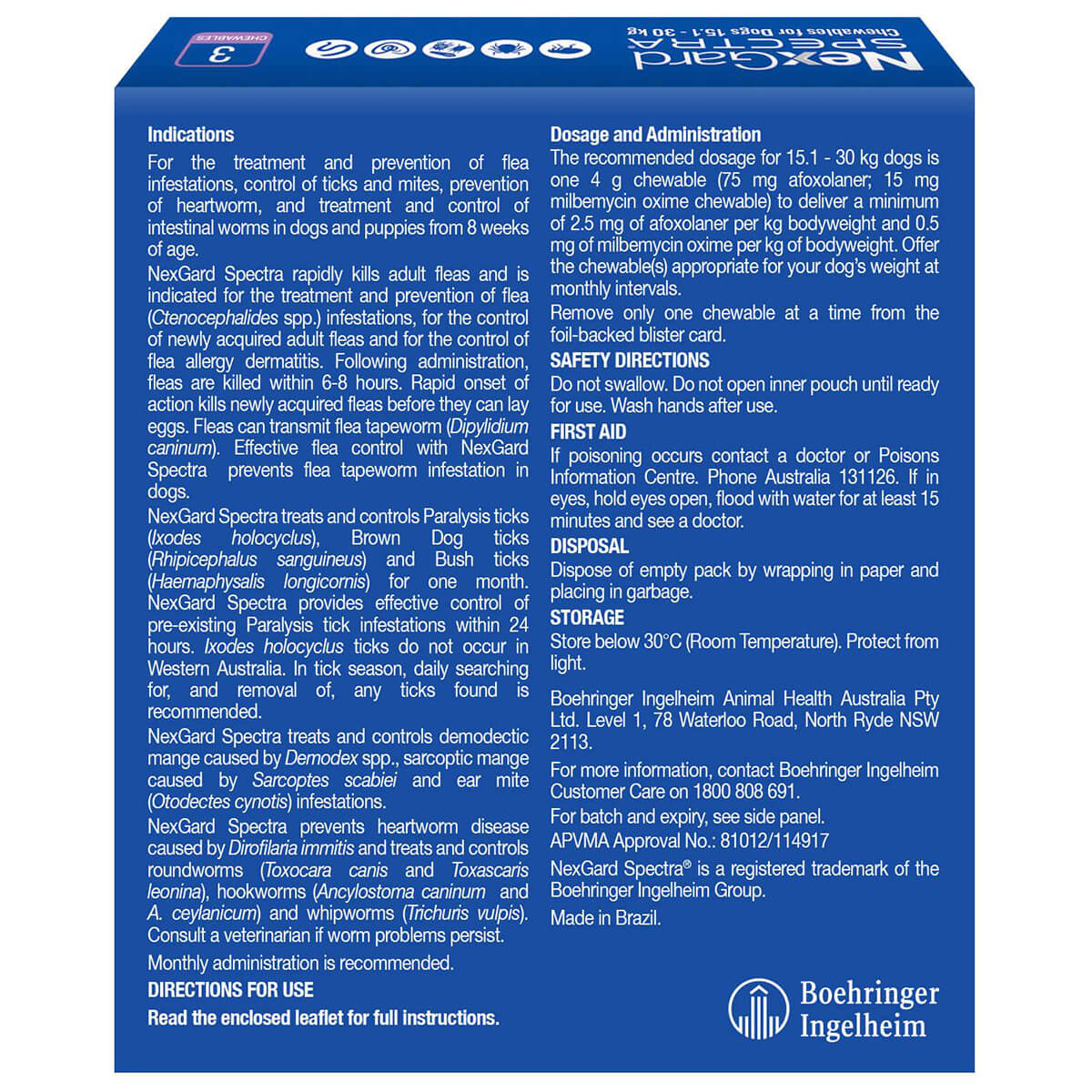 NexGard Spectra Large Breed 15.1-30kg Flea, Tick & Worming Dog Chews - Image 2