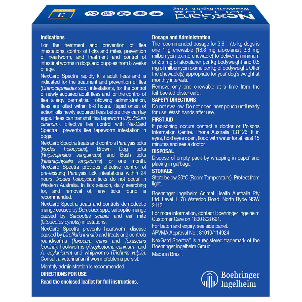 NexGard Spectra Small Breed 3.6-7.5kg Flea, Tick & Worming Dog Chews - Image 2