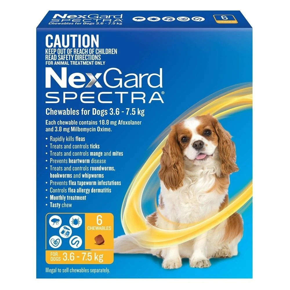NexGard Spectra Small Breed 3.6-7.5kg Flea, Tick & Worming Dog Chews - Image 3