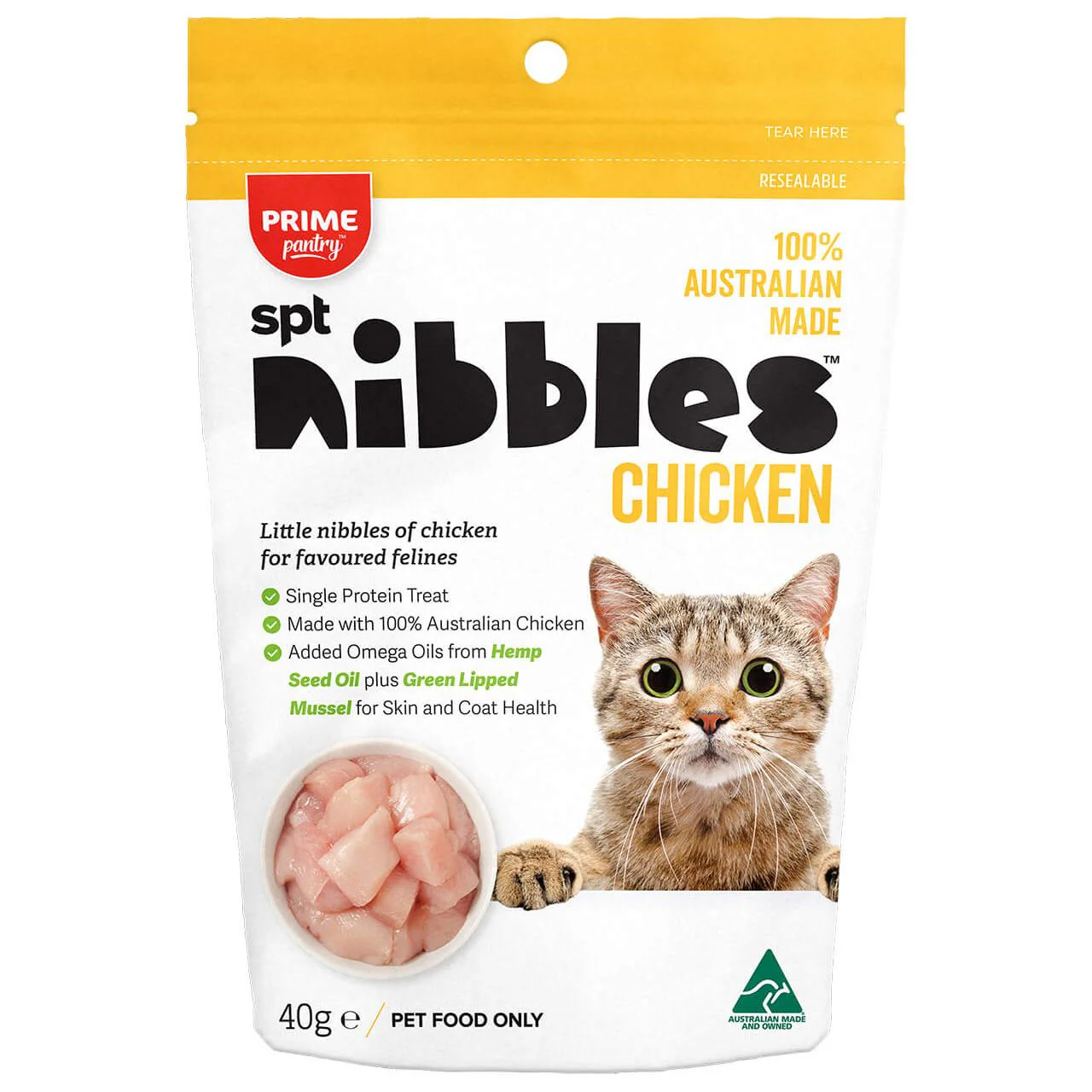 Prime100 Pantry Nibbles Chicken Cat Treats 40g - Image 2