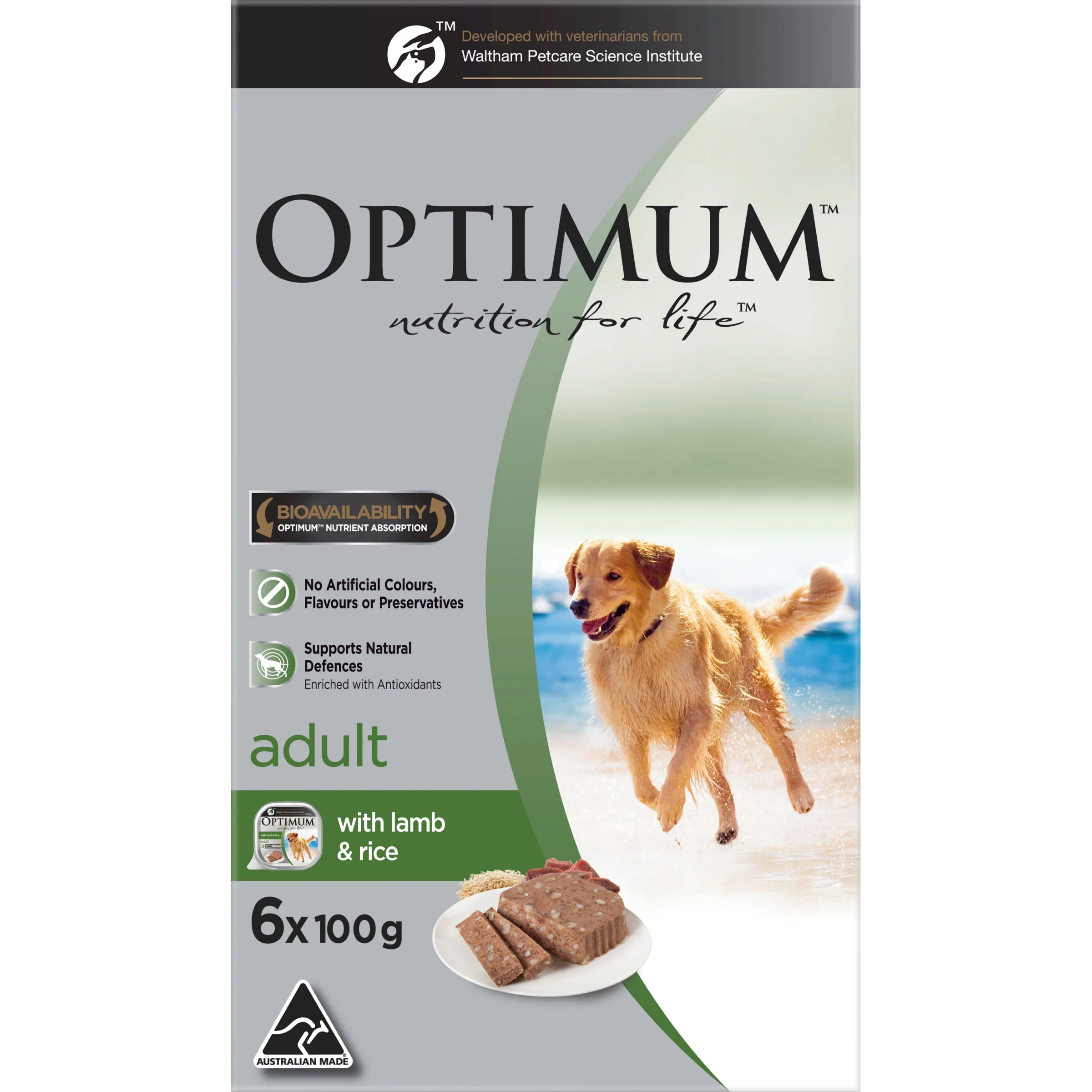 Optimum Adult Wet Dog Food Lamb & Rice Trays 6x100g - Image 2