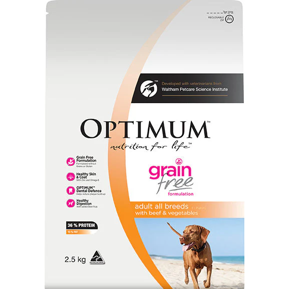 Optimum Grain Free Beef & Vegetables Bag Dry Dog Food 2.5kg - Image 3