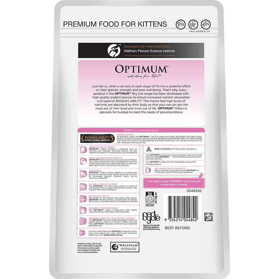 Optimum Kitten Chicken Dry Cat Food 800G - Image 7