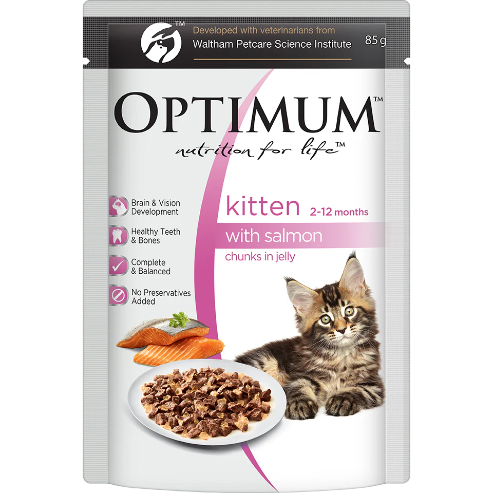 OPTIMUM Kitten Salmon Chunks In Jelly Wet Cat Food 85G - Image 5