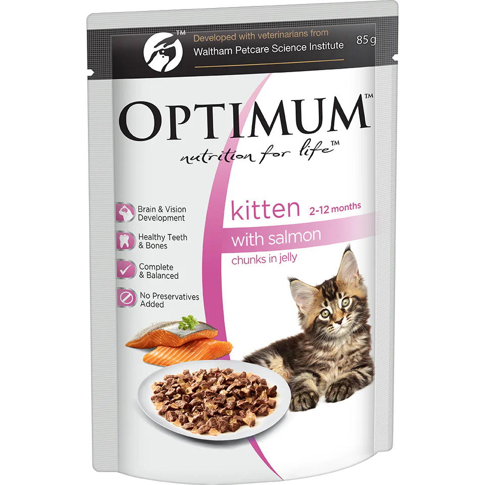 OPTIMUM Kitten Salmon Chunks In Jelly Wet Cat Food 85G - Image 6
