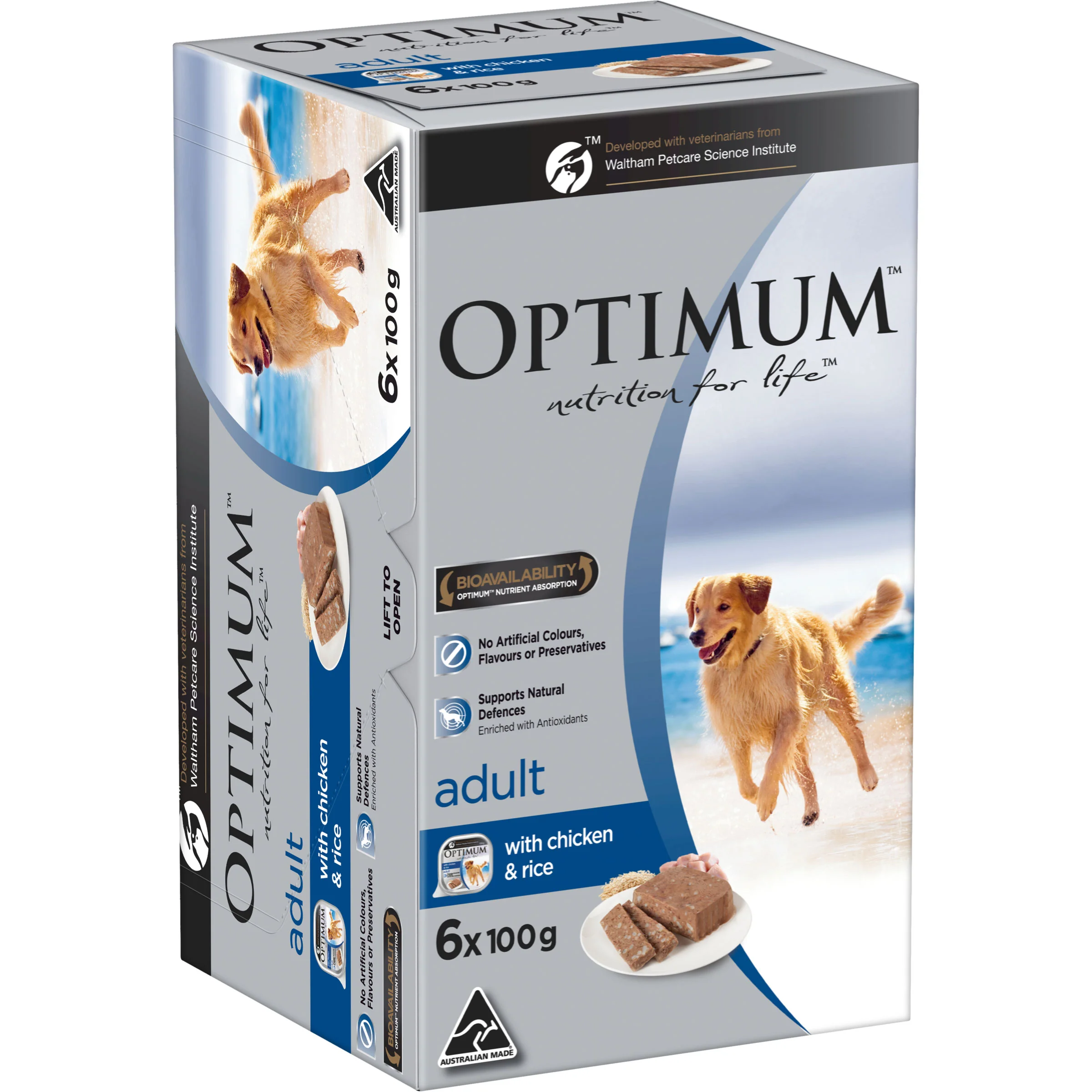 Optimum Lifestage Adult Chicken & Rice Wet Dog Food 6x100g