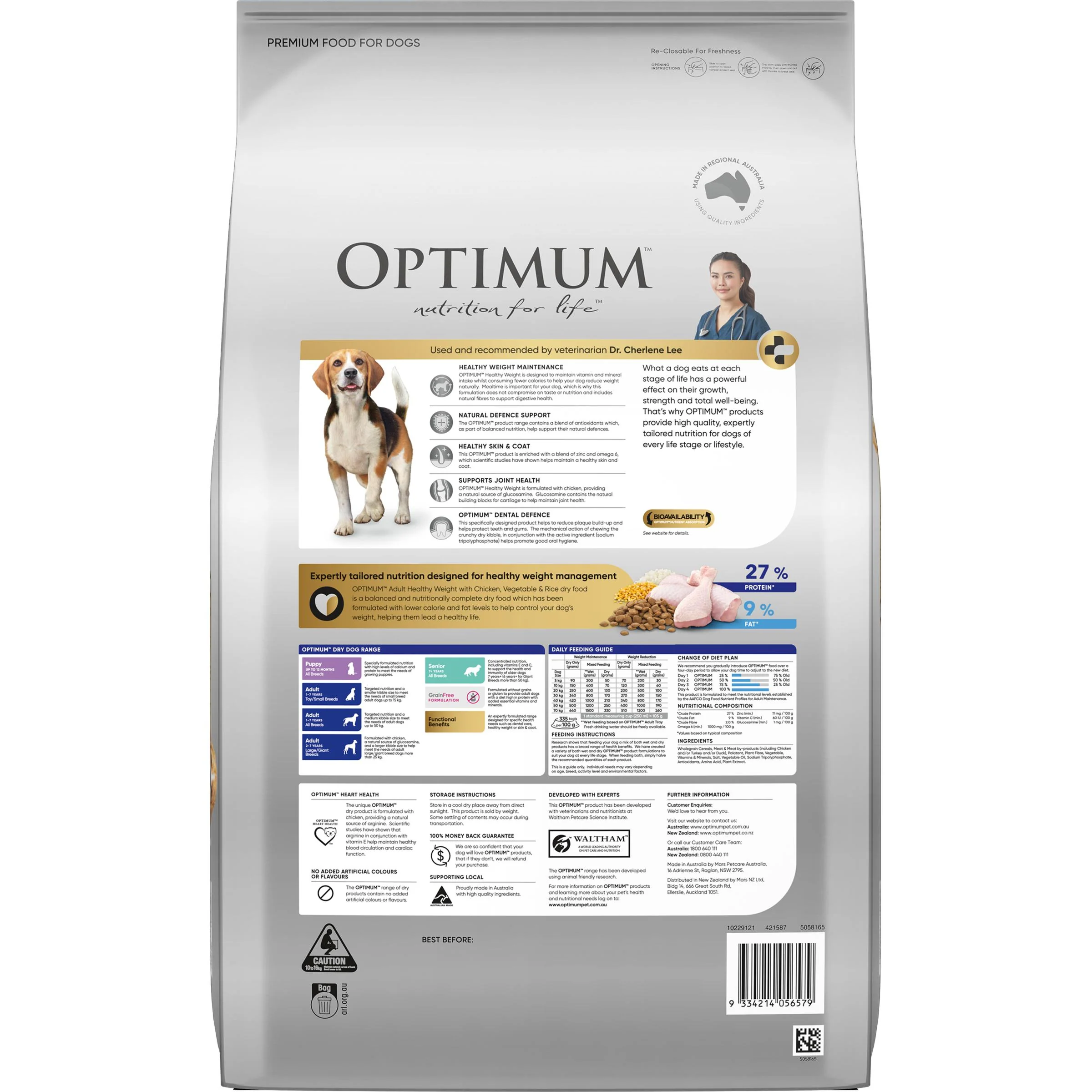 Optimum Healthy Weight Adult Chicken, Vegetable & Rice Dry Dog Food 13kg - Image 3