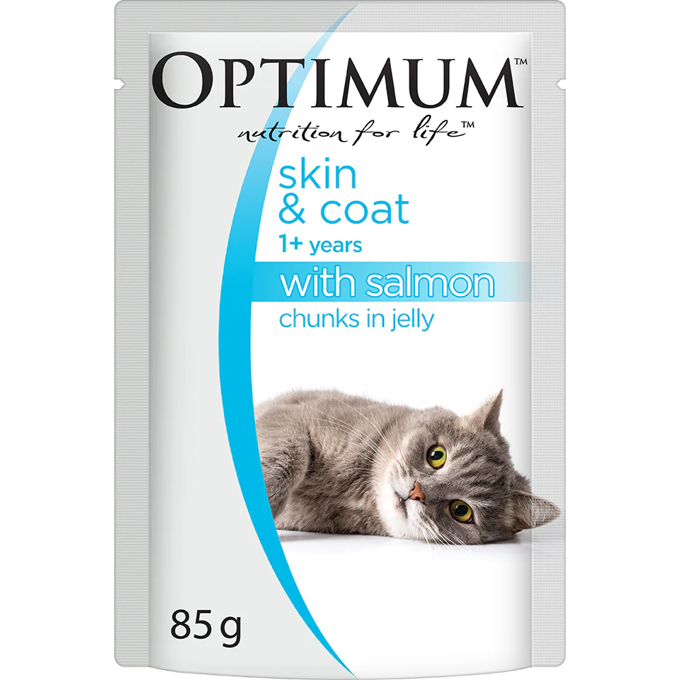 Optimum Skin & Coat Adult Salmon Chunks in Jelly Wet Cat Food 85g - Image 8