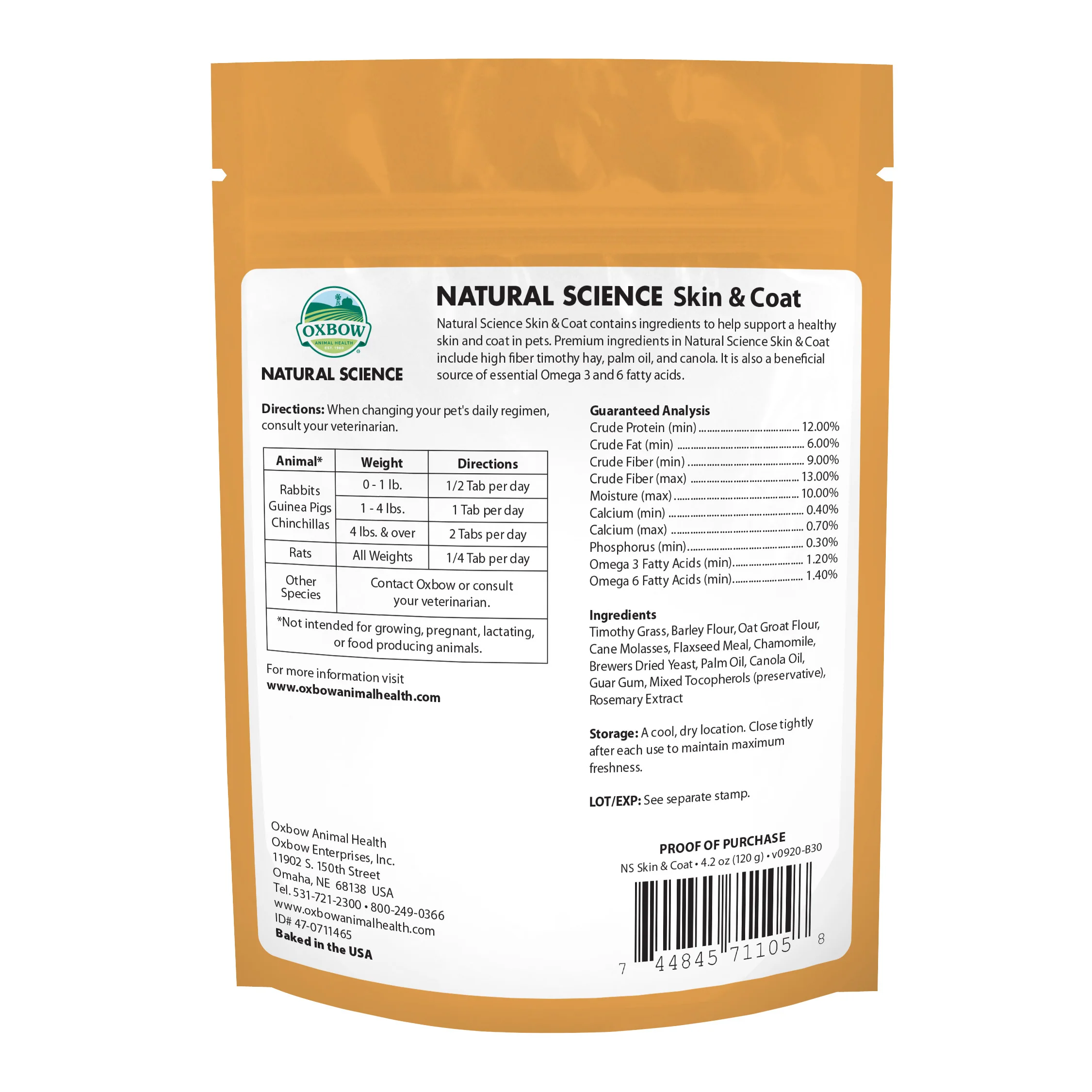 Oxbow Natural Science Skin & Coat Supplement
