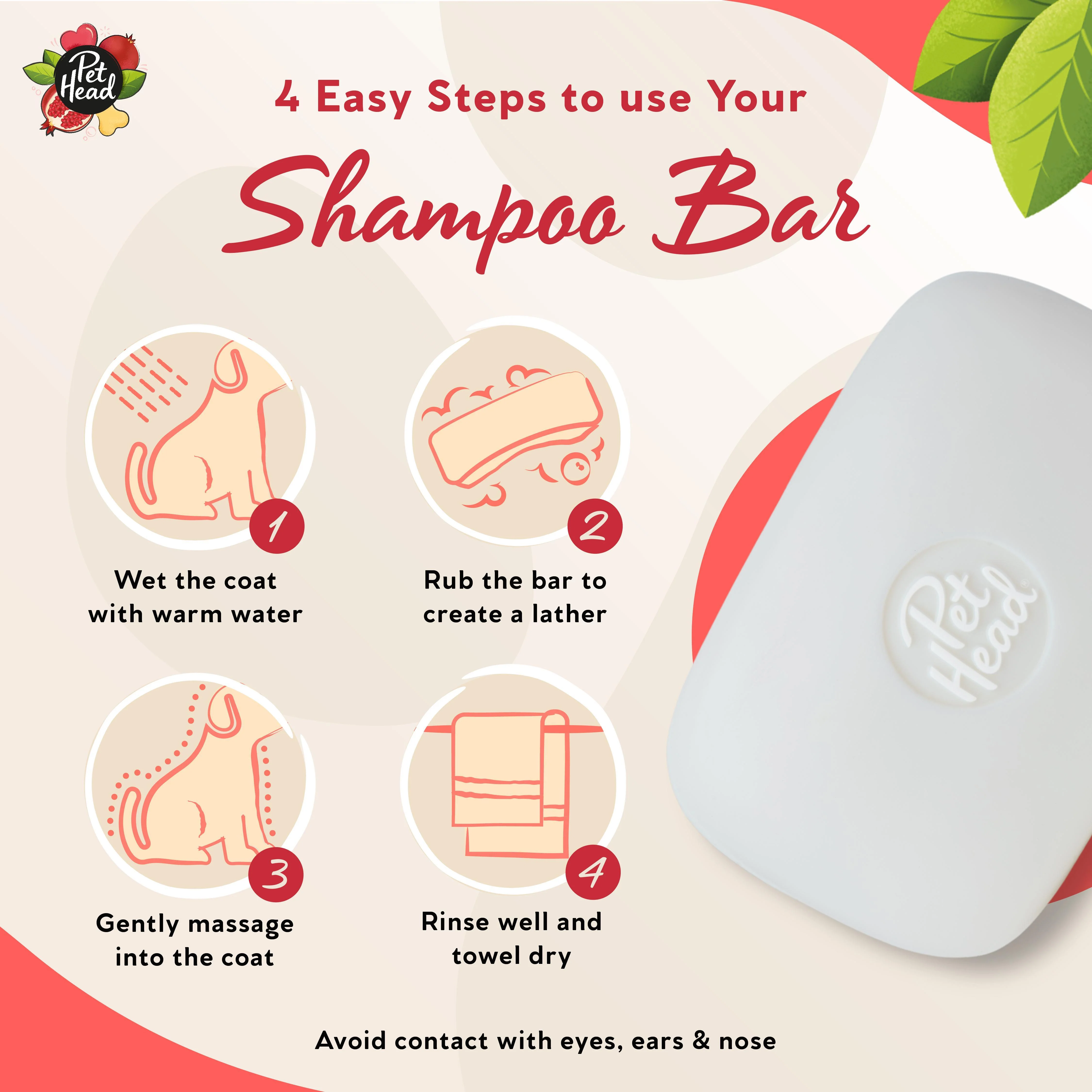 Pet Head 3 in 1 Shampoo Bar For Dogs Pomegranate - Image 4