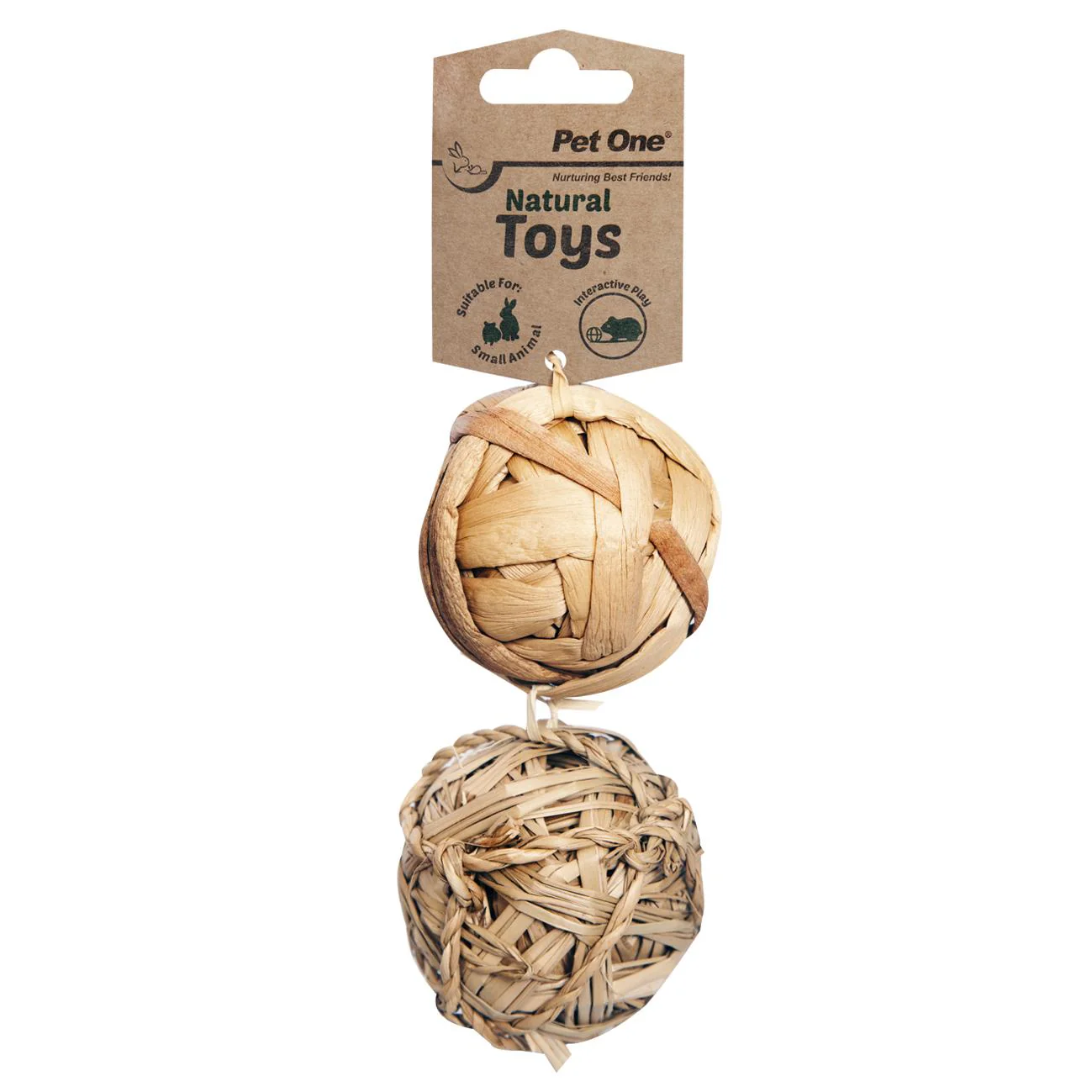 Pet One Small Animal Natural Toy Hyacinth & Hay Balls - Image 2