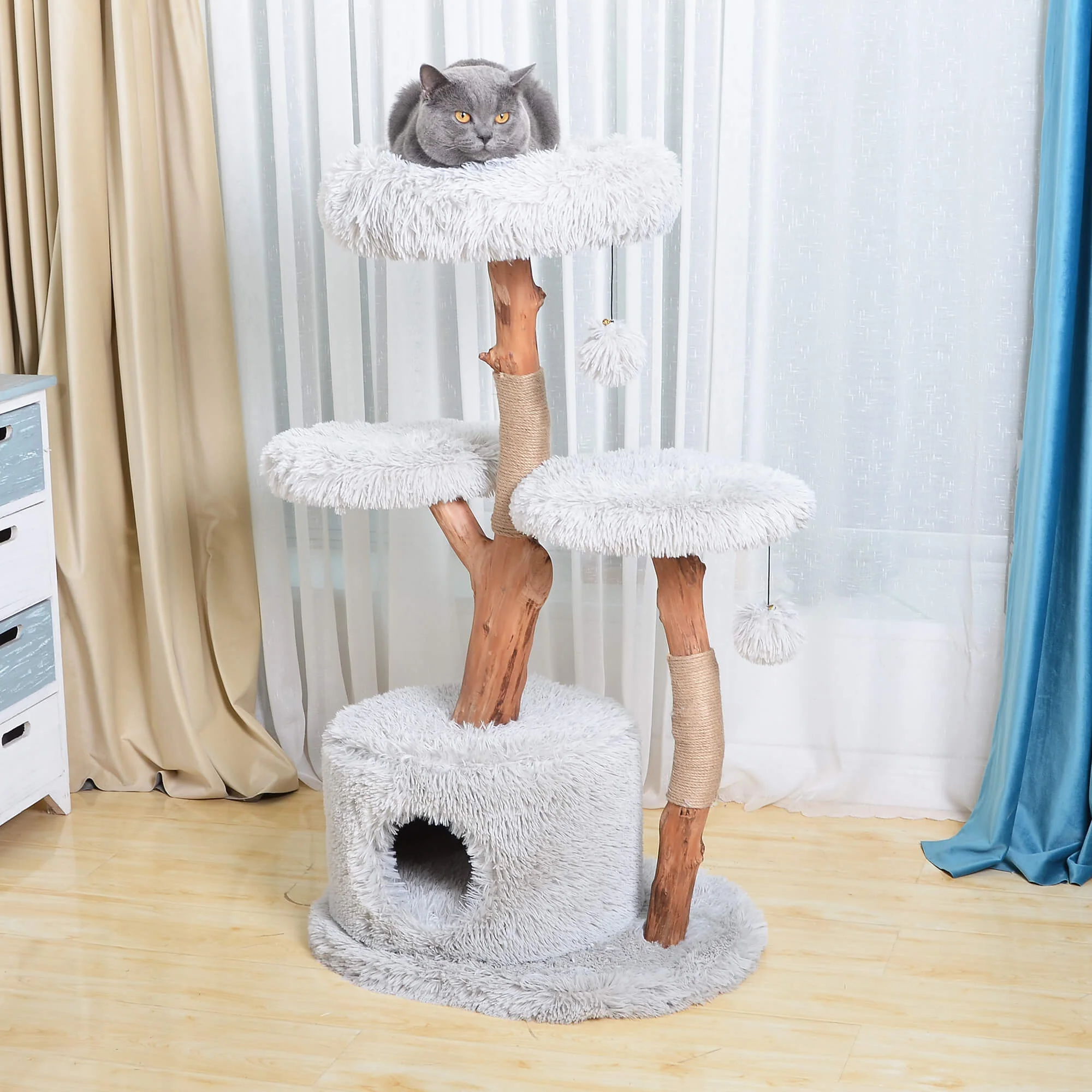 Pet Pals Natural Wood Cat Tree - Image 12