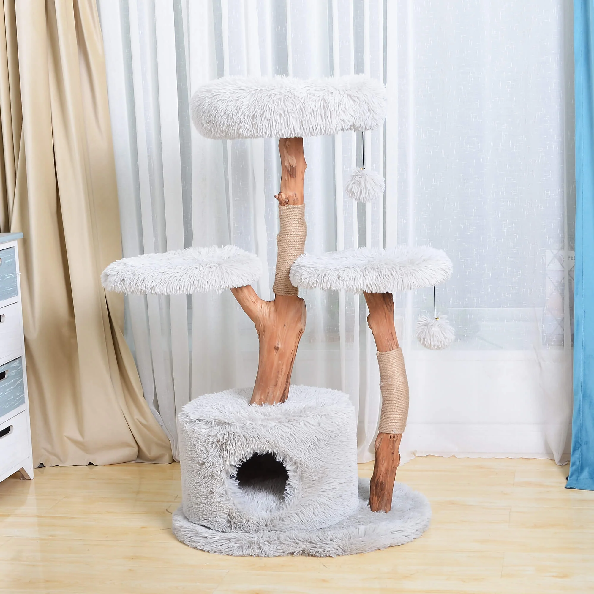 Pet Pals Natural Wood Cat Tree - Image 4