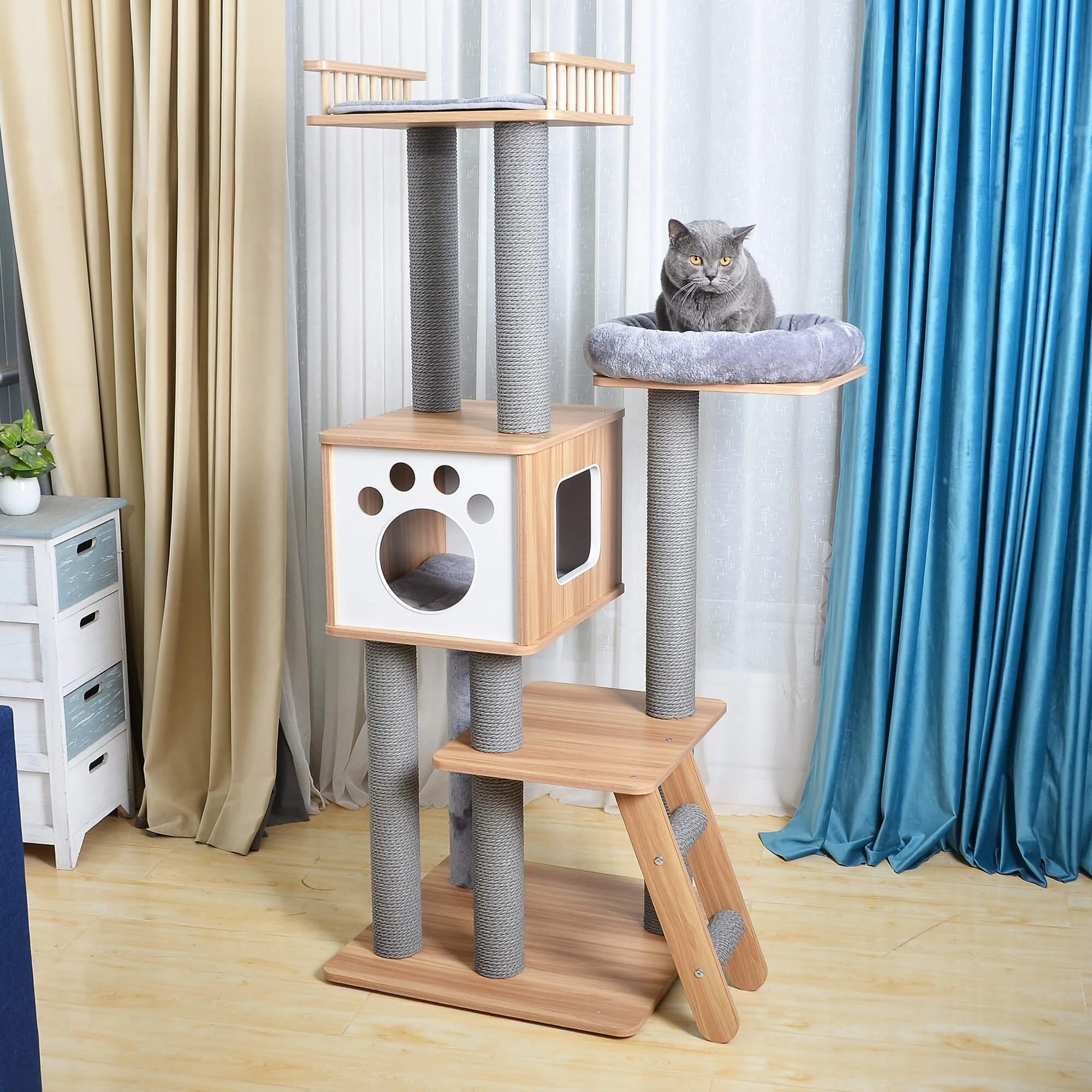 Pet Pals Wooden 5 Level Cat Tree - Image 12