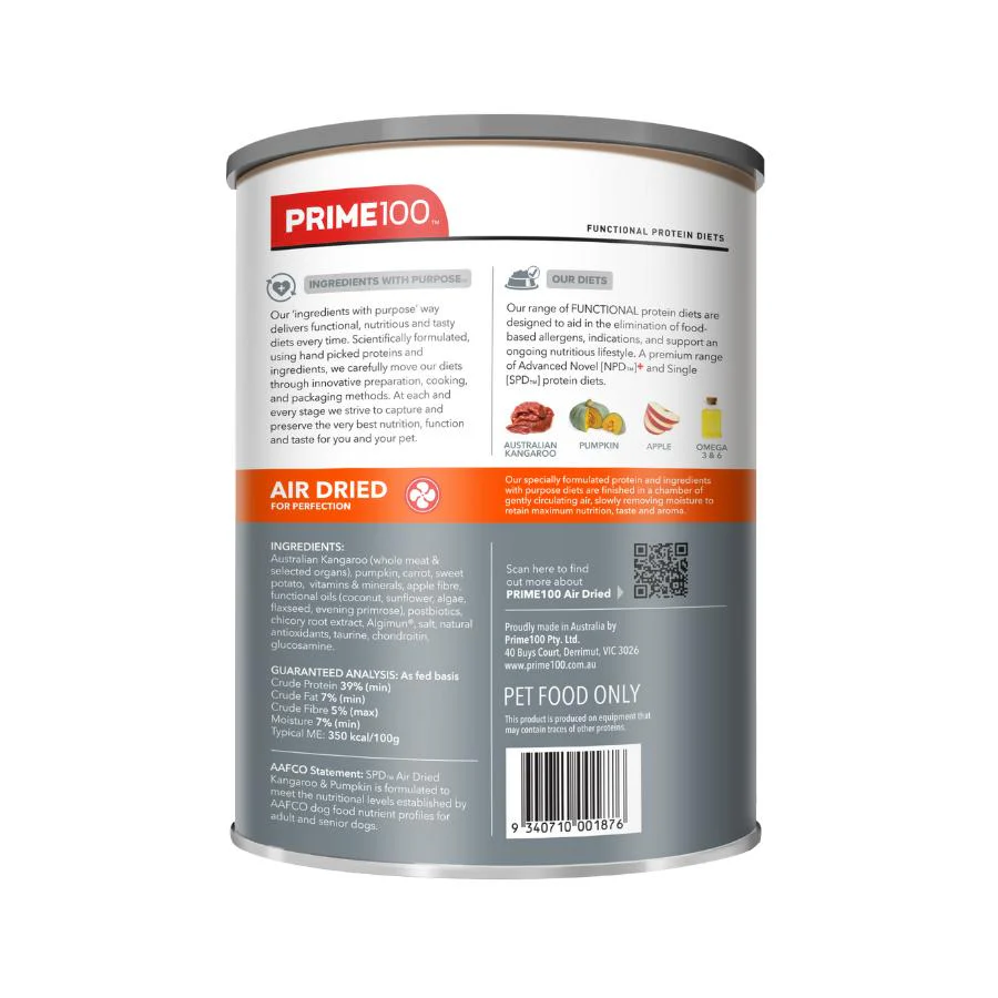 Prime100 SPD Air Dried Kangaroo & Pumpkin Adult Dry Dog Food - Image 7