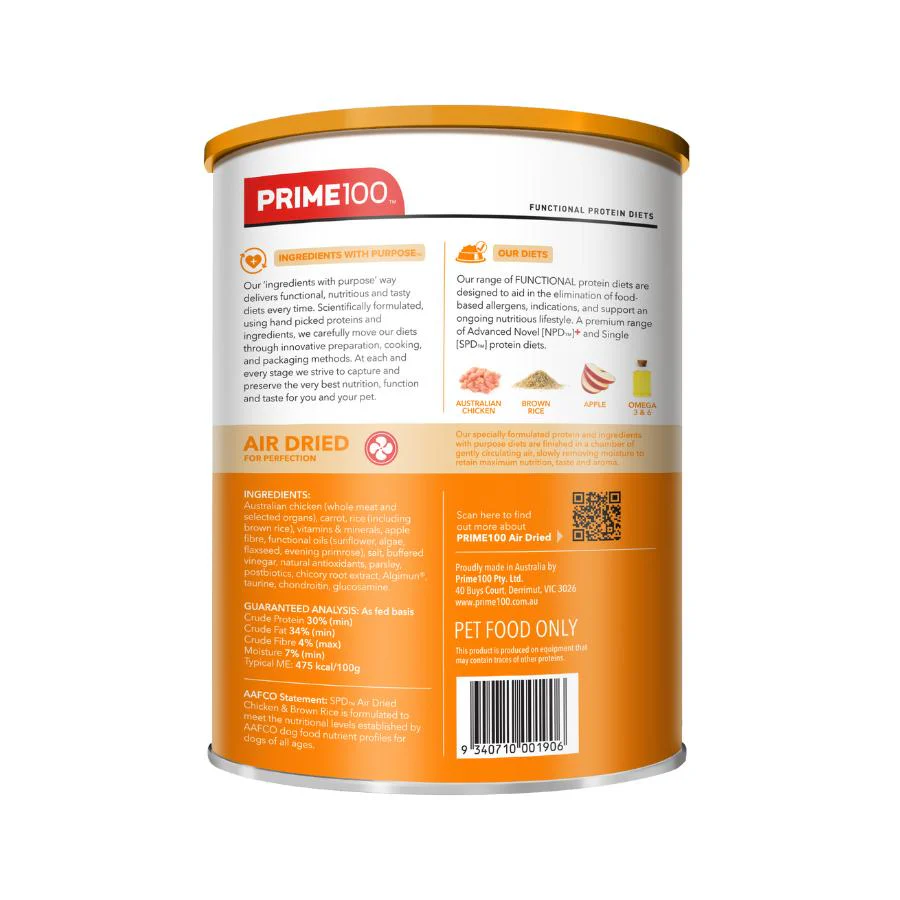 Prime100 SPD Air Dried Chicken and Brown Rice Dry Dog Food - Image 7