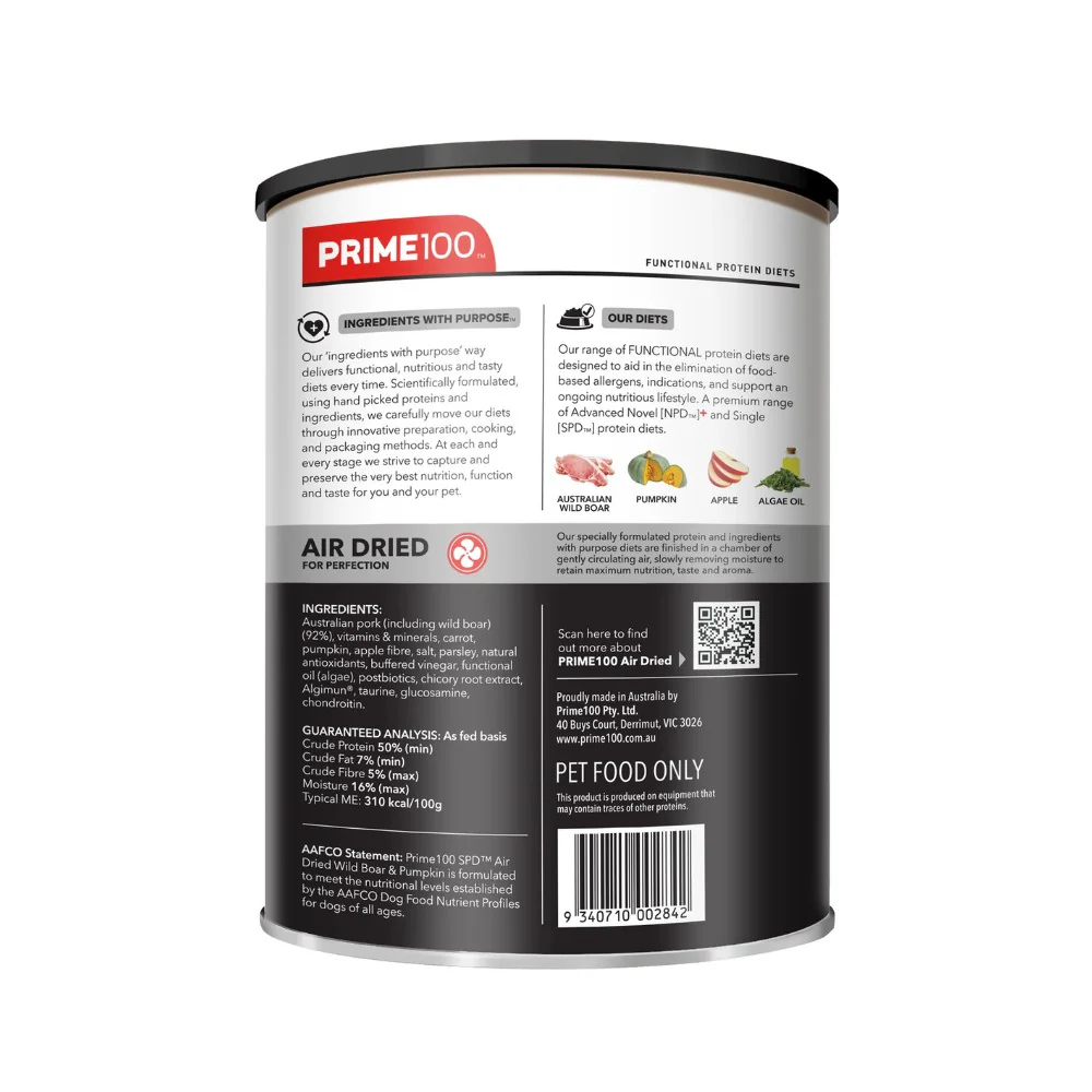 Prime100 SPD Air Dried Wild Boar & Pumpkin Dry Dog Food - Image 4