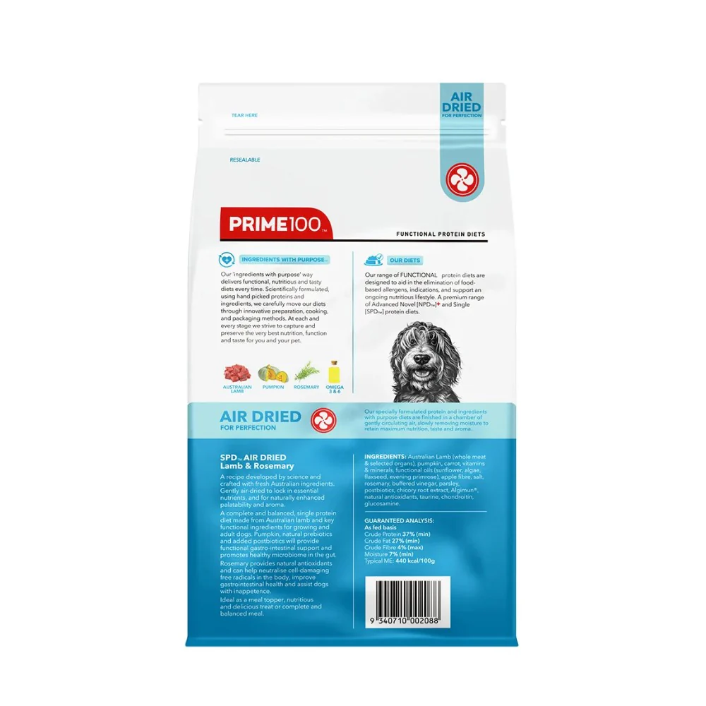 Prime100 SPD Air Dried Lamb and Rosemary Dry Dog Food - Image 9