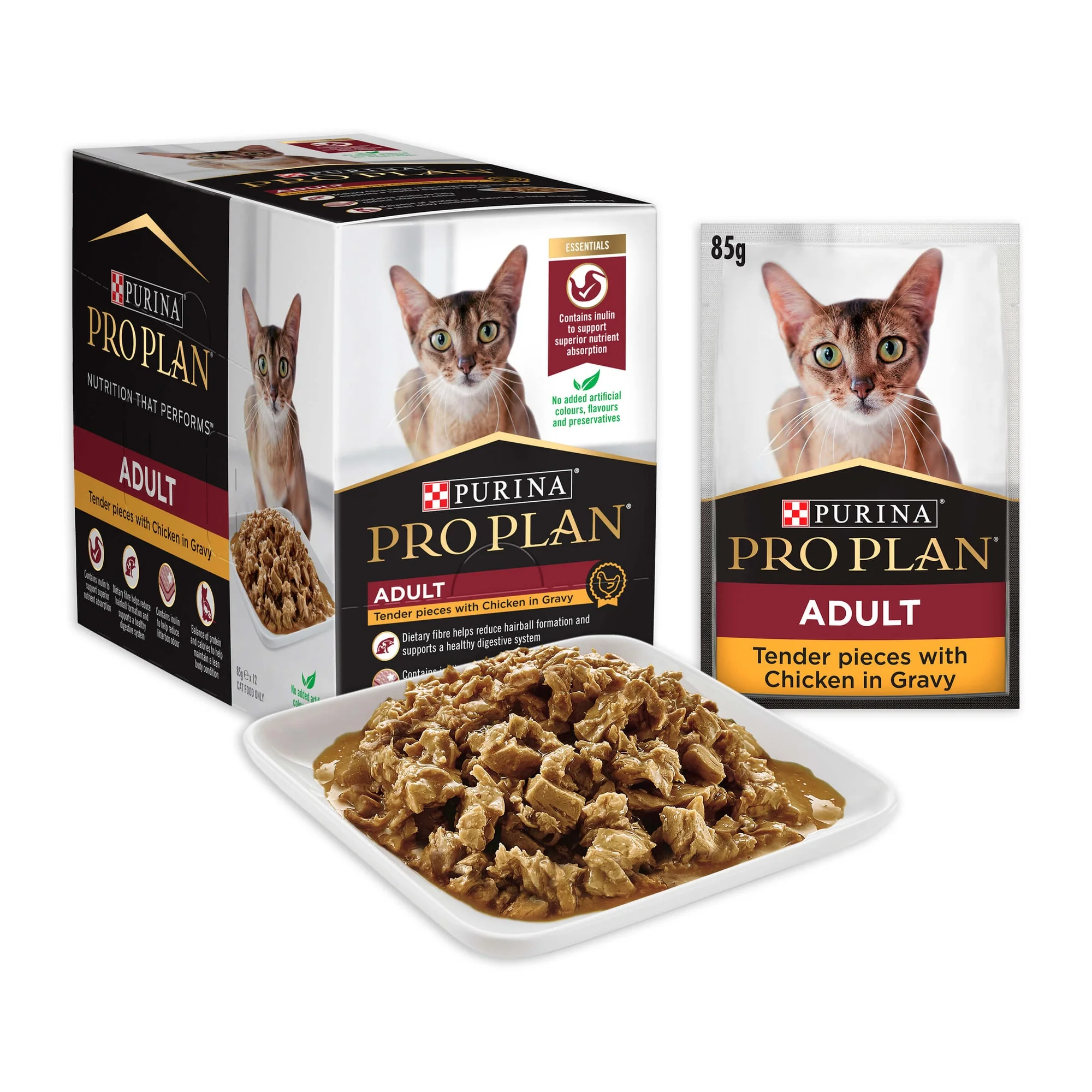 Pro Plan Adult Chicken Gravy Pouch Wet Cat Food 85G - Image 12